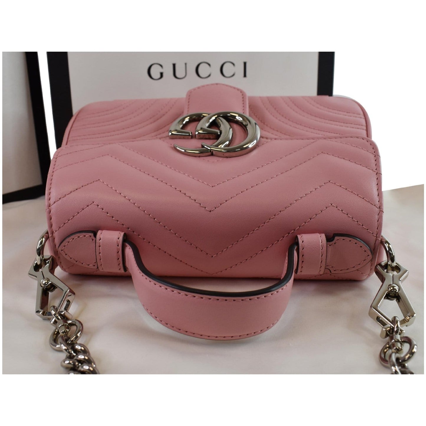 GUCCI GG Marmont Mini Top Handle Shoulder Bag Pastel Pink 547260