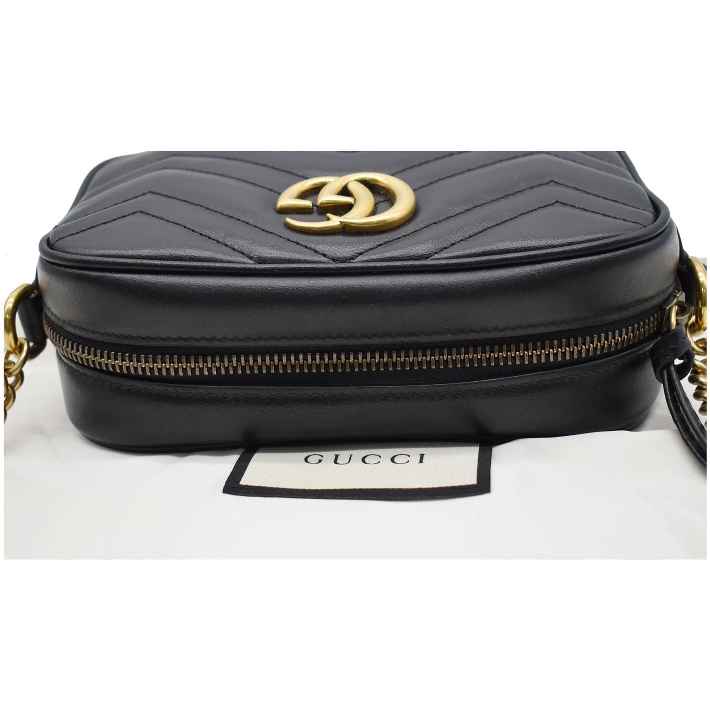 GUCCI GG Marmont Matelasse Mini Leather Crossbody Bag Black 448065