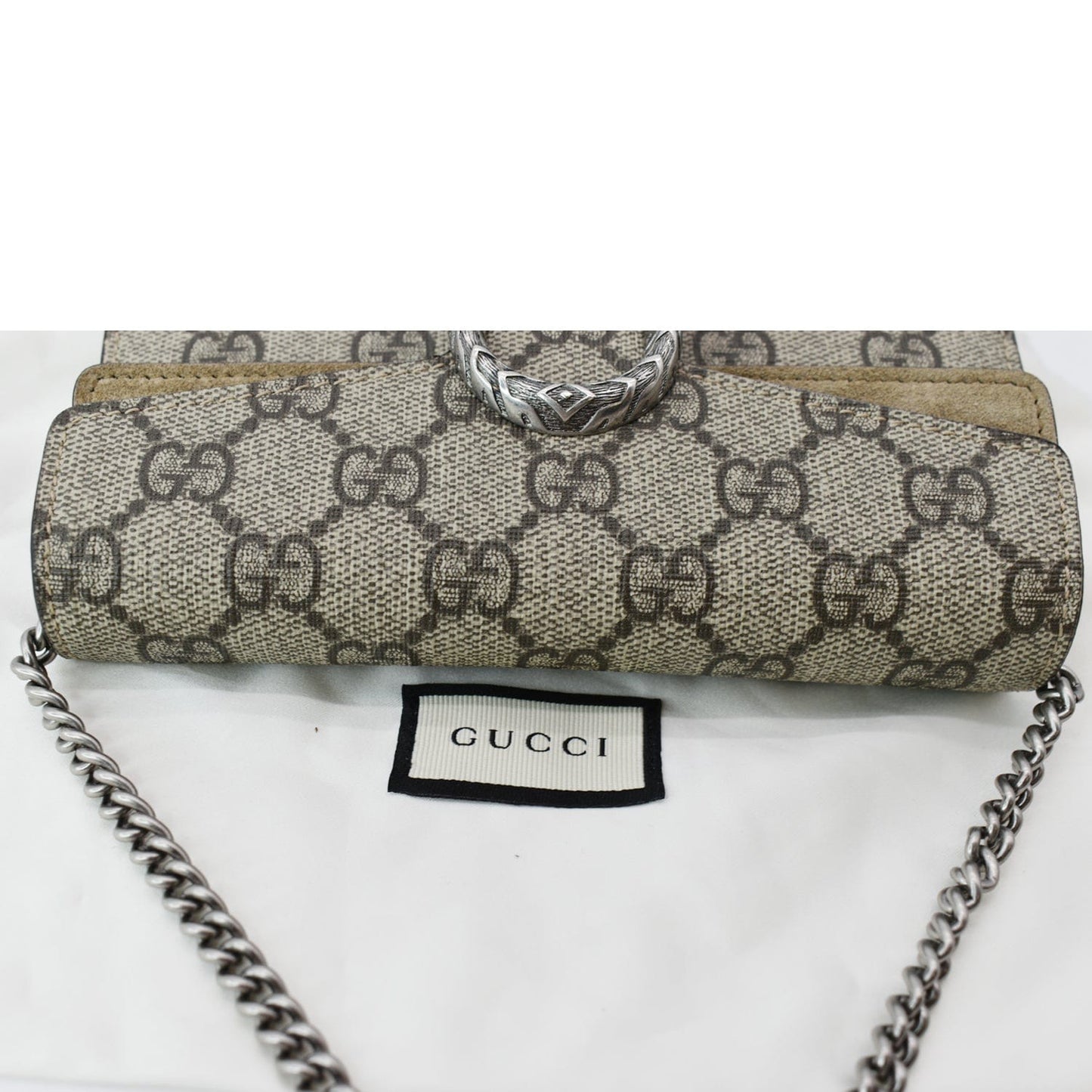 GUCCI Dionysus Super Mini GG Supreme Canvas Crossbody Bag Taupe 476432
