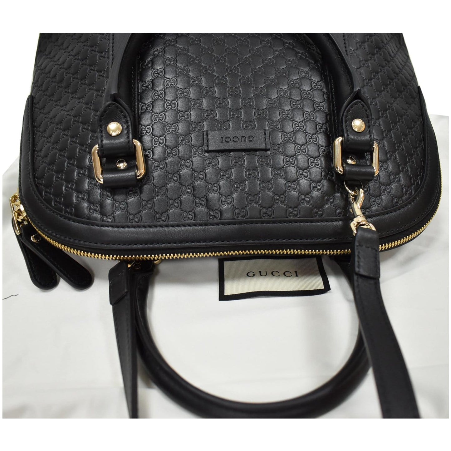 GUCCI Dome Medium Microguccissima Leather Shoulder Bag Black 449663