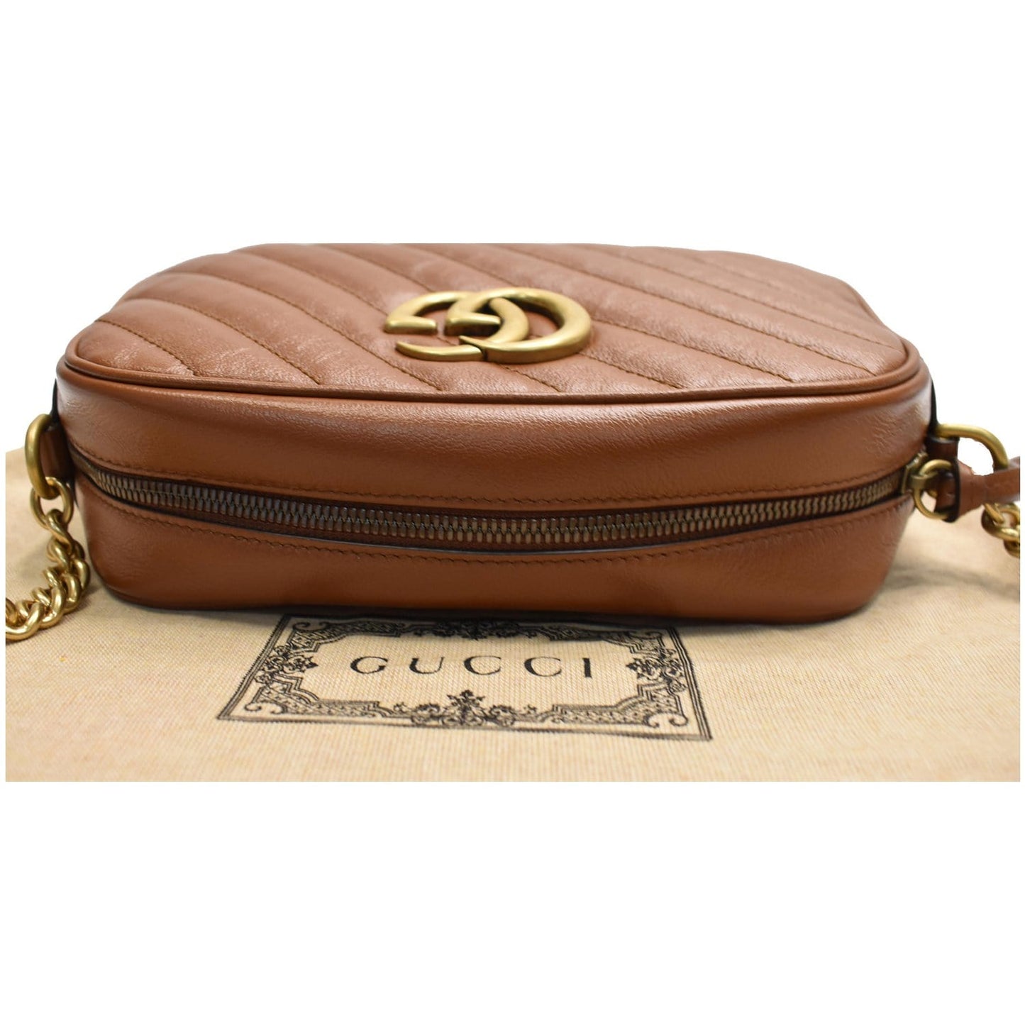 GUCCI GG Marmont Small Matelasse Leather Shoulder Bag Brown 447632
