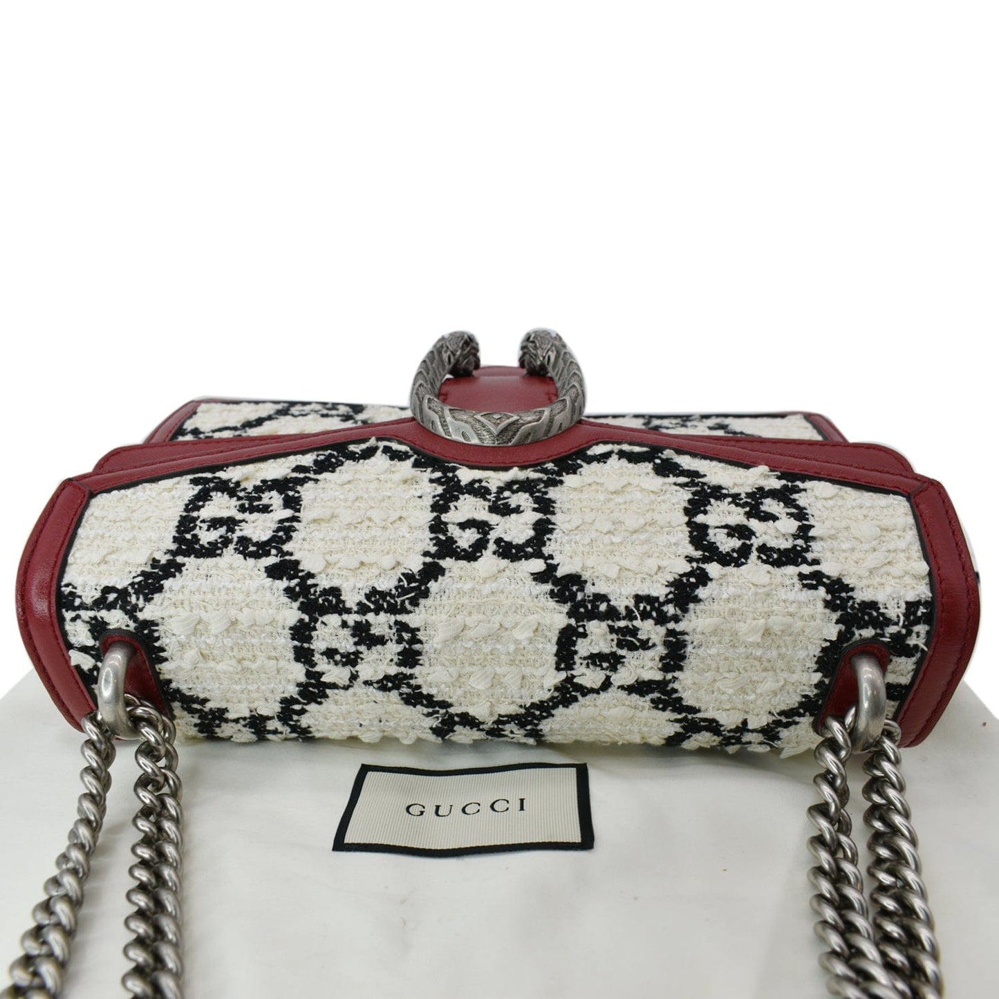 GUCCI Dionysus GG Tweed Small Shoulder Bag Cerise 400249
