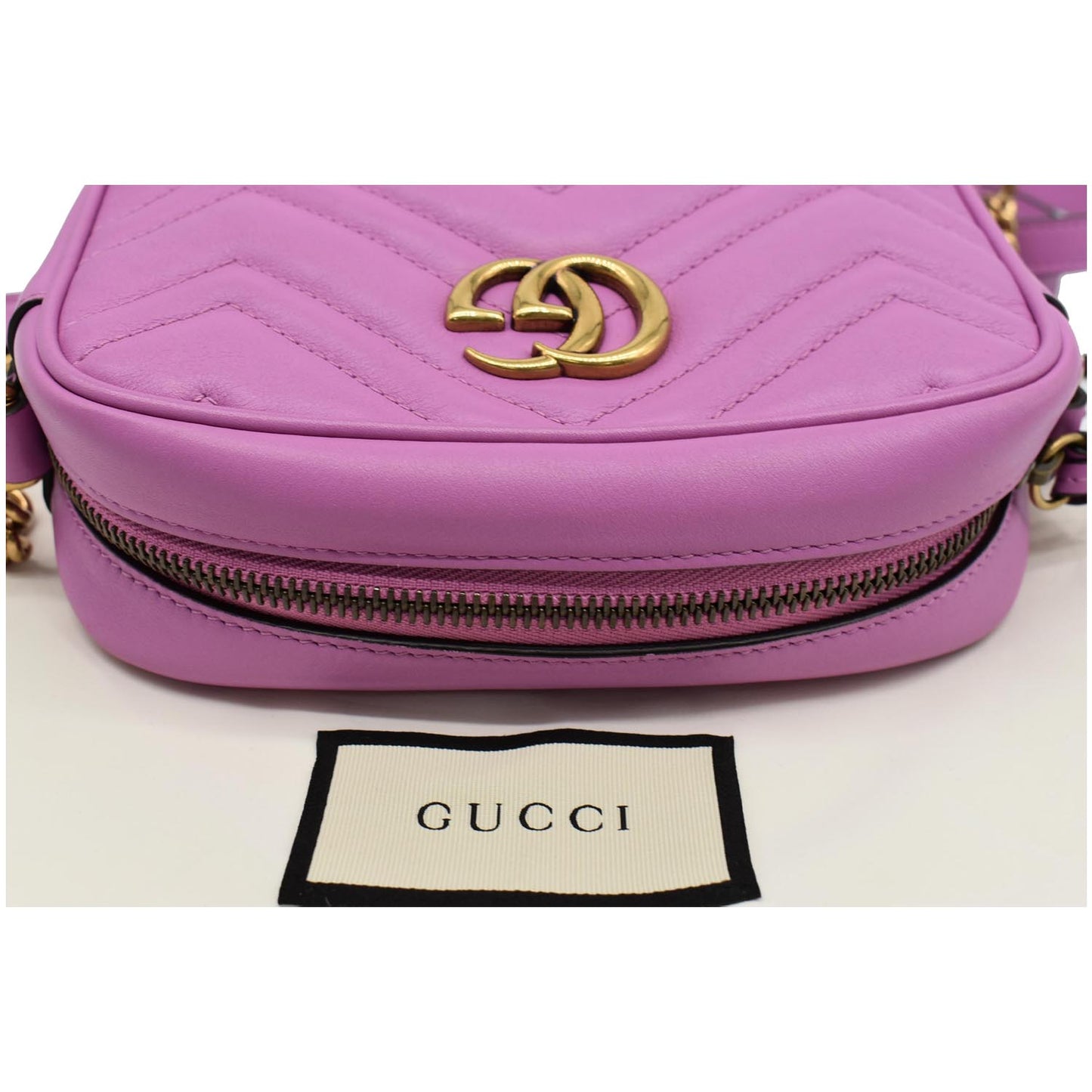 GUCCI GG Marmont Matelasse Mini Leather Crossbody Bag Purple 448065