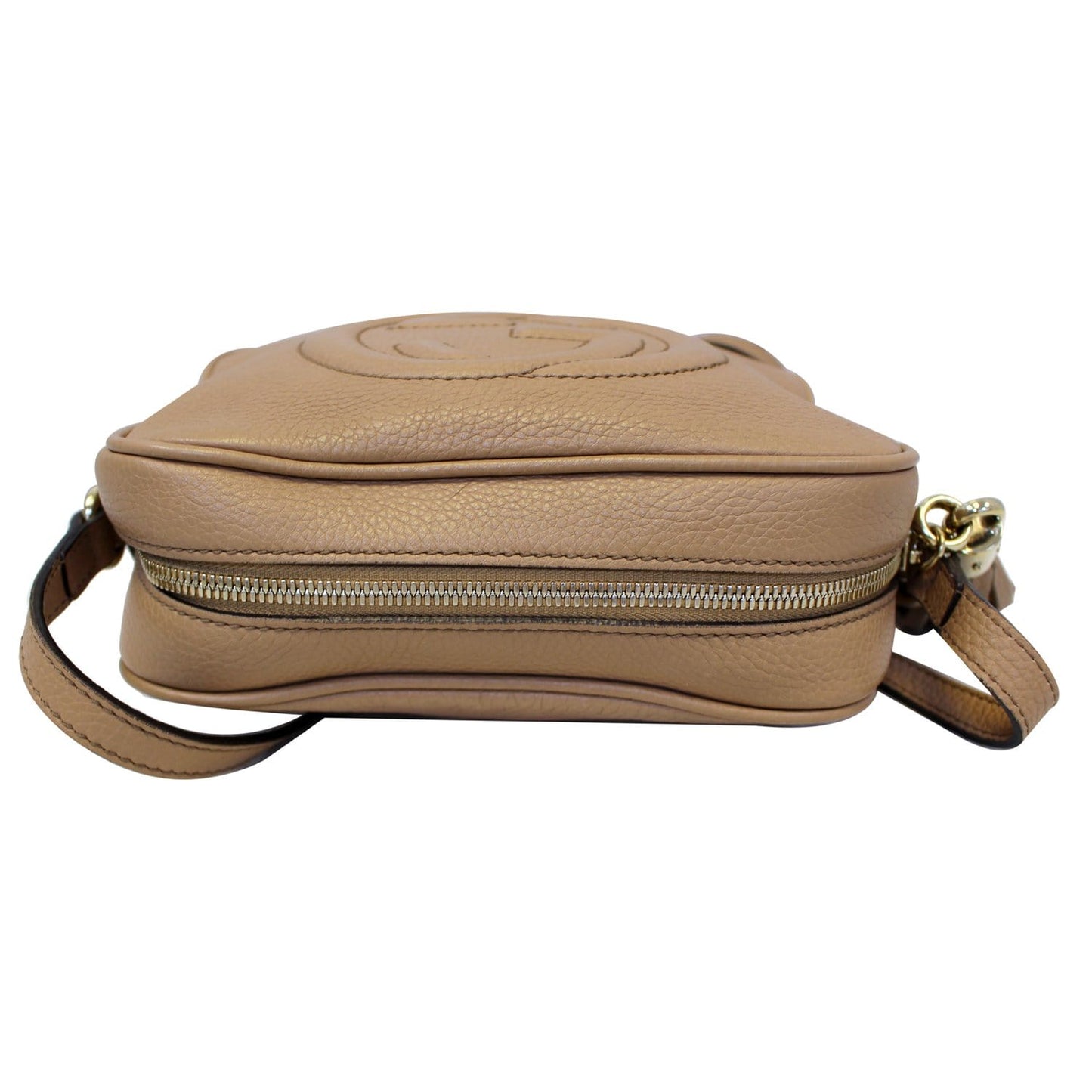 GUCCI Soho Disco Pebbled Leather Small Crossbody Bag Beige 308364