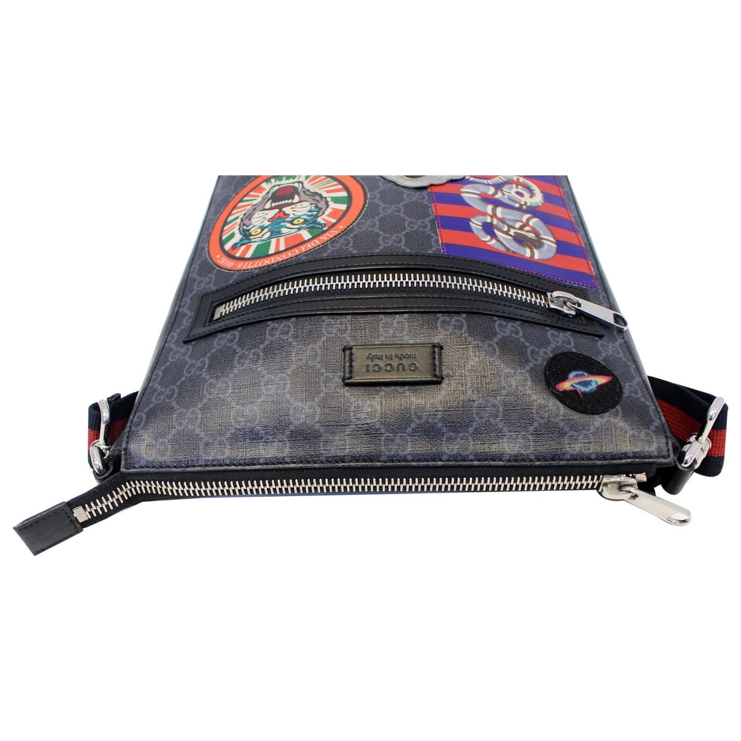 GUCCI Night Courrier GG Supreme Messenger Crossbody Bag Black/Grey