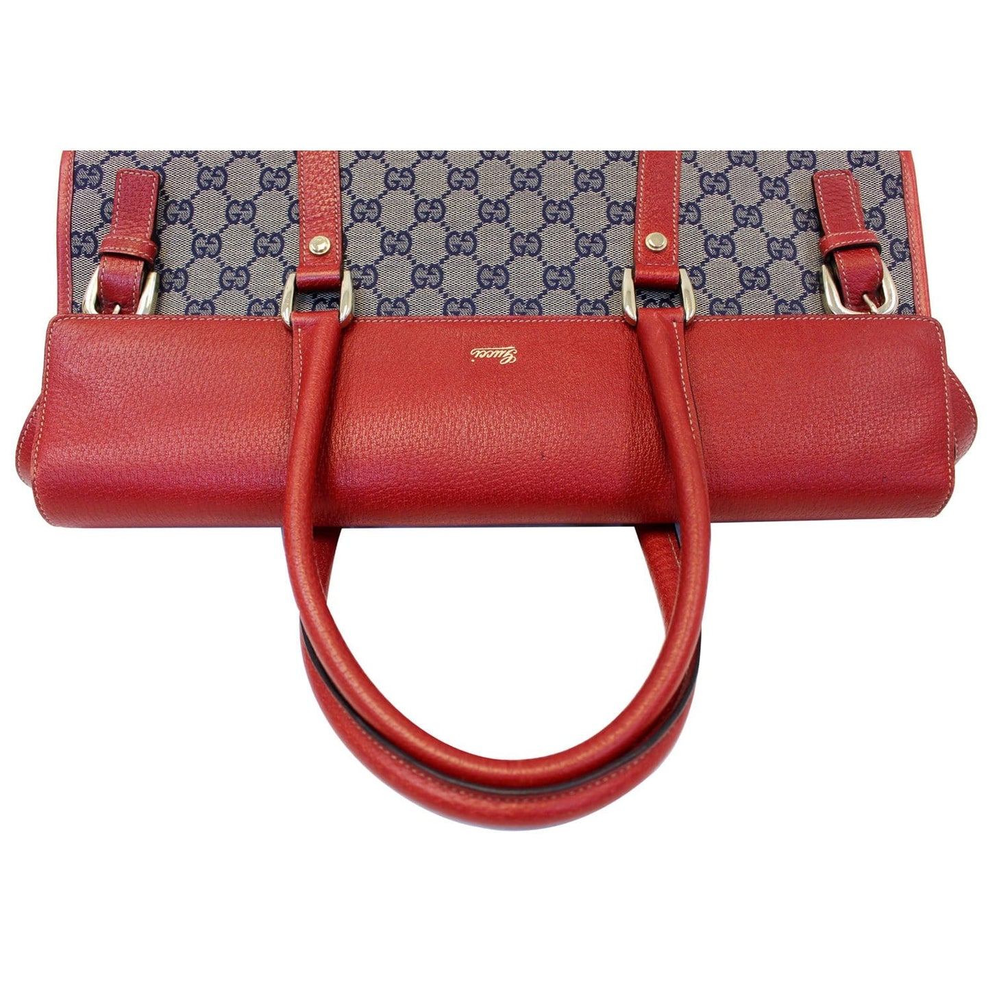 GUCCI GG Monogram Canvas Work Tote Bag Navy/Red