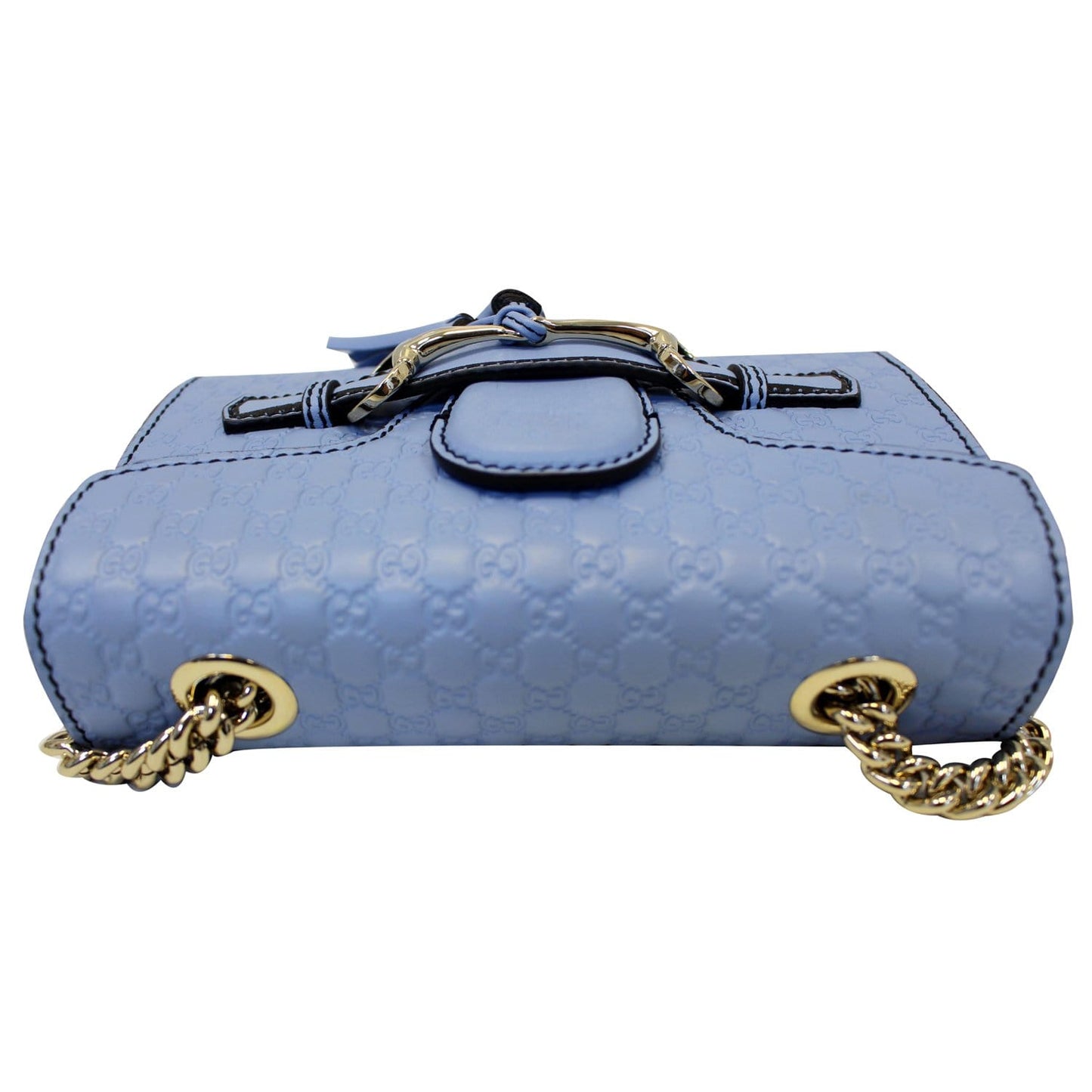 GUCCI Emily Mini Micro GG Guccissima Leather Shoulder Bag Light Blue