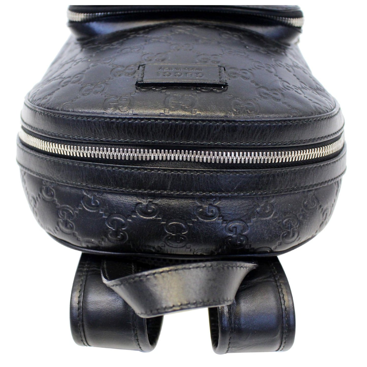 GUCCI Signature Leather Backpack Bag Black