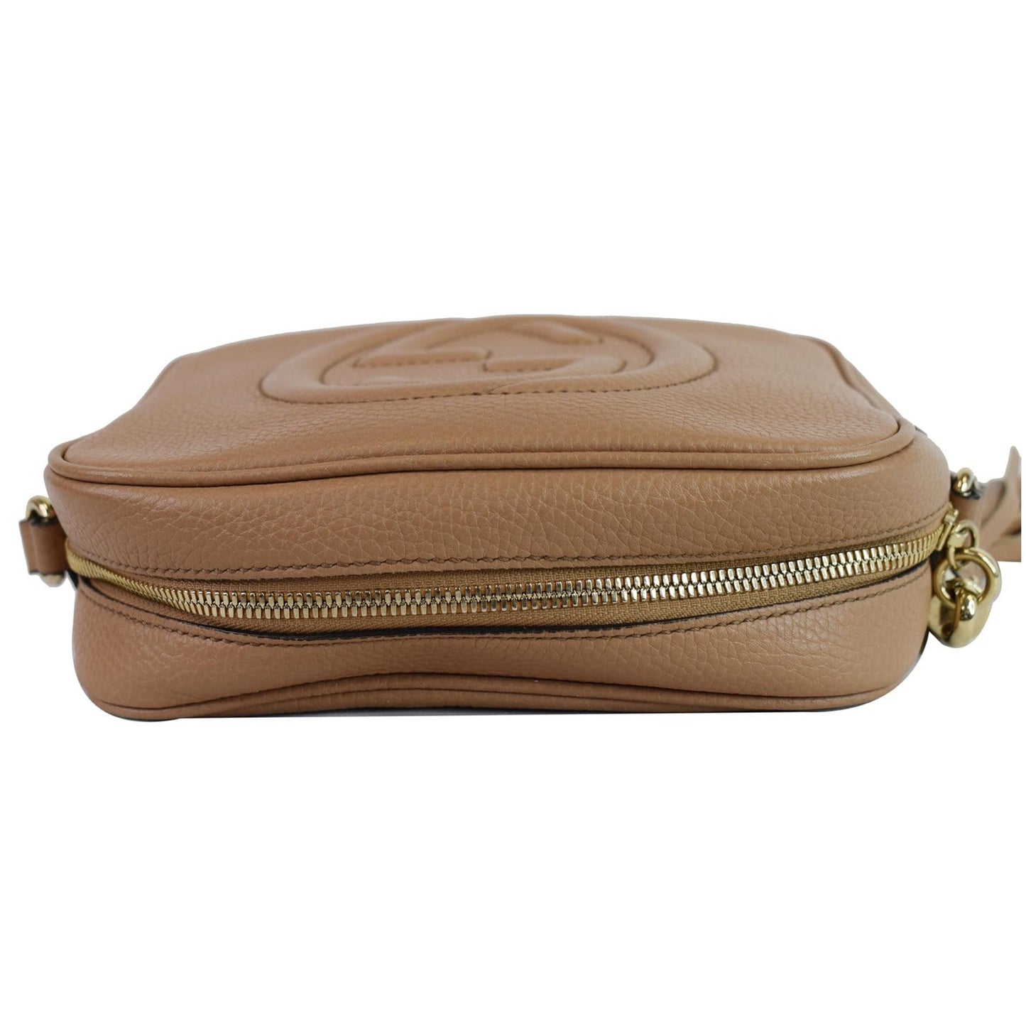 GUCCI Soho Disco Pebbled Leather Small Crossbody Bag Beige 308364