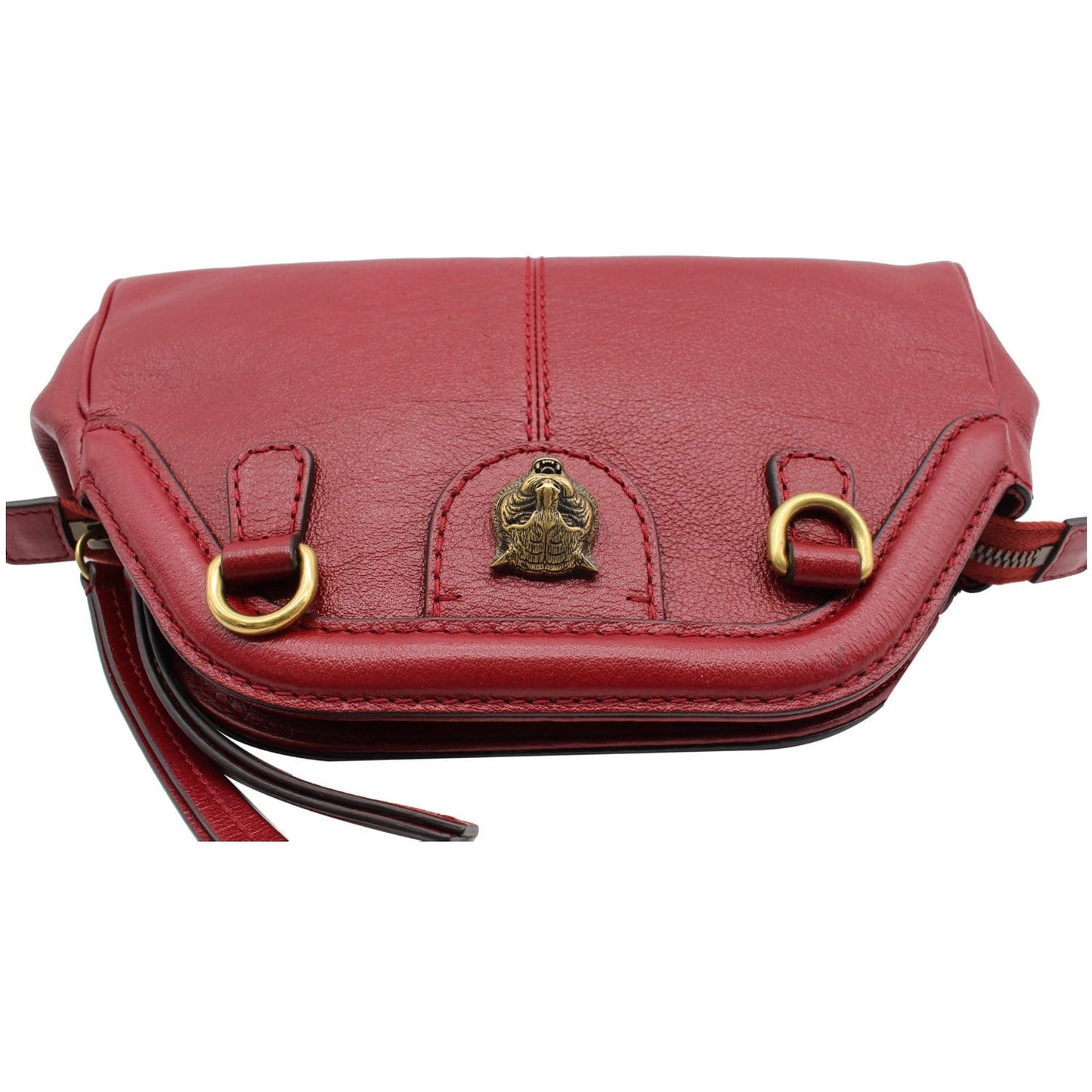 GUCCI Re(Belle) Tiger head Leather Shoulder Bag Red 524620