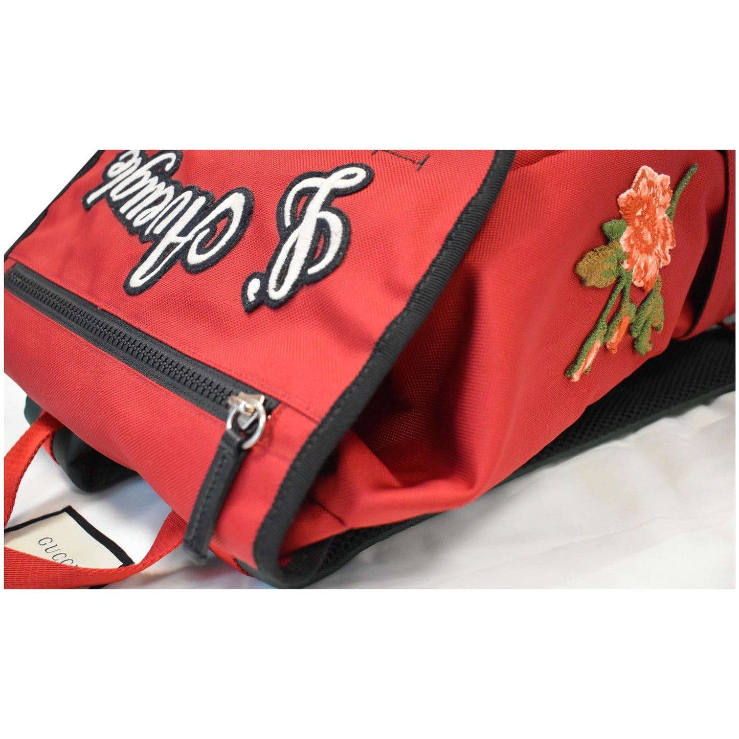 GUCCI Techno Embroidered Canvas Web Backpack Bag Red 45098