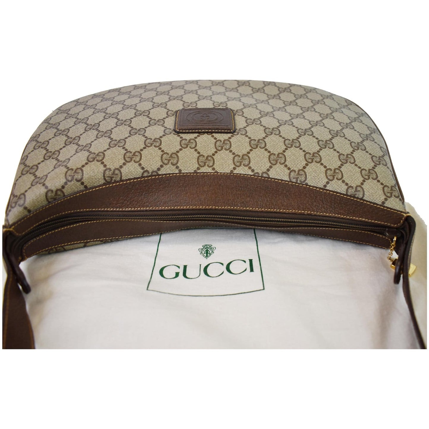 GUCCI Vintage GG Supreme Canvas Shoulder Bag Beige