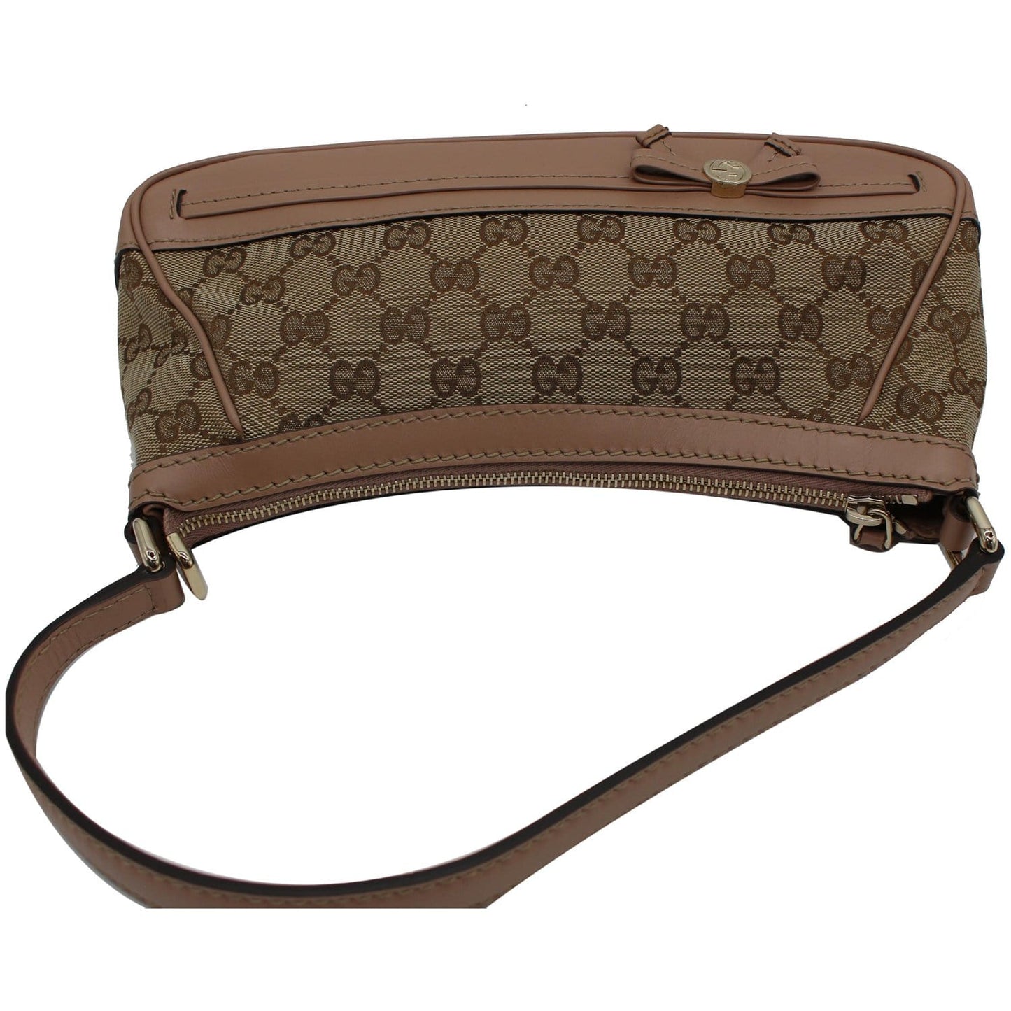 GUCCI Mayfair Small Bow GG Canvas Shoulder Bag Rose Beige 269893