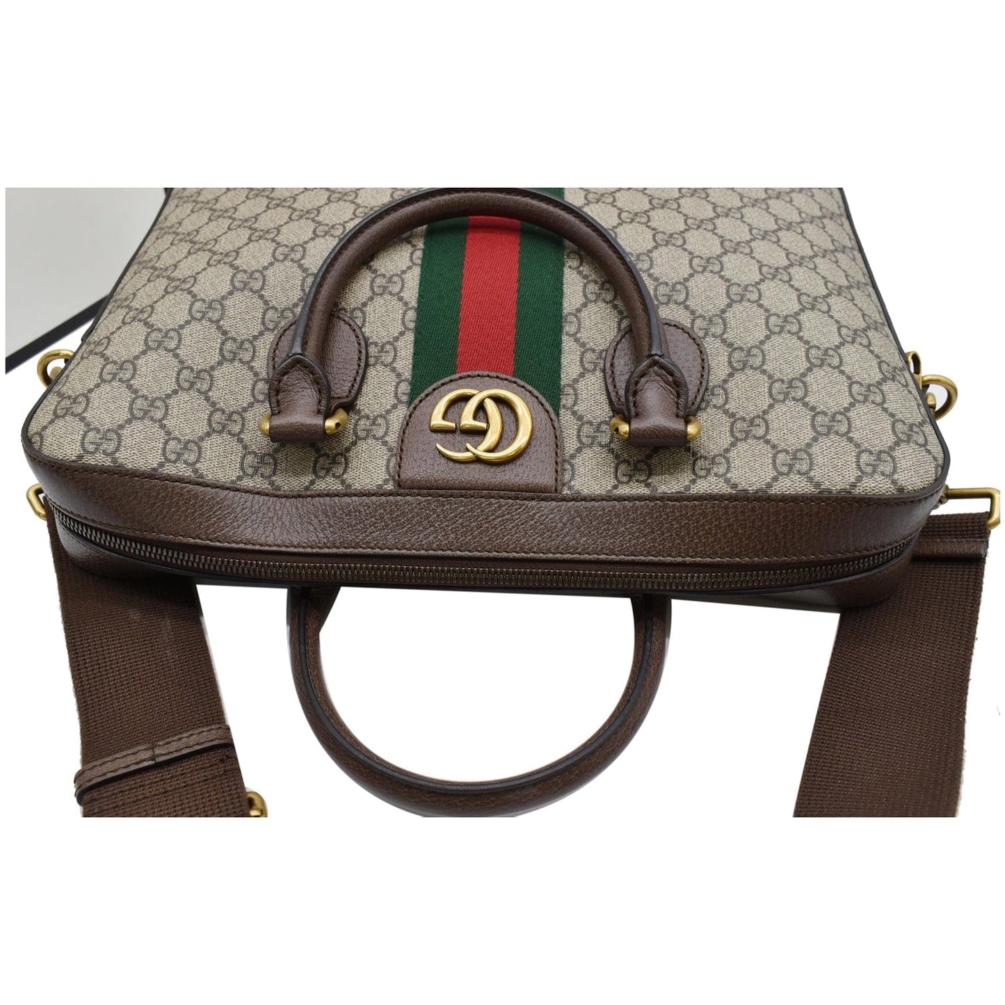 GUCCI Ophidia Soft GG Supreme Canvas Leather Briefcase Shoulder Bag Beige 574793