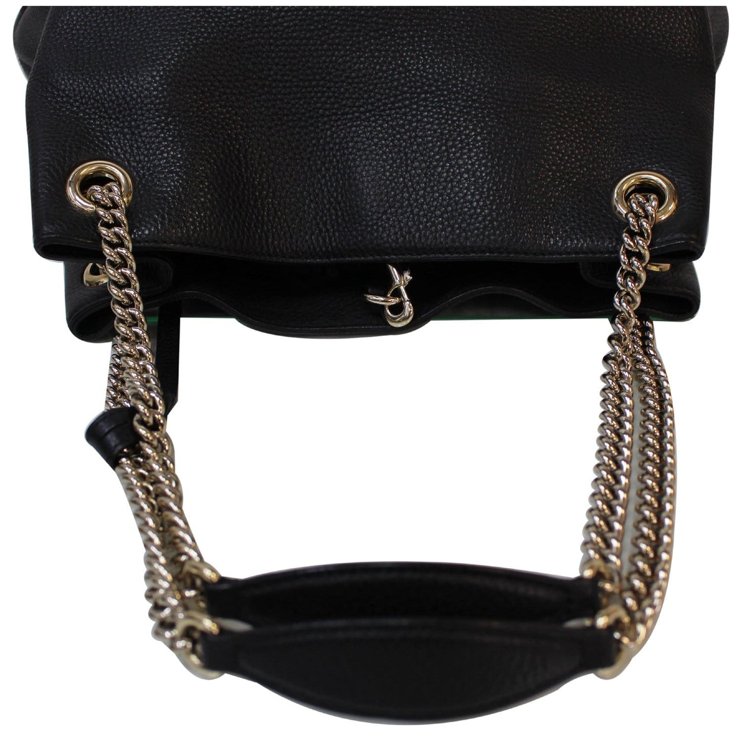 GUCCI Soho Pebbled Leather Chain Shoulder Bag 308982 Black
