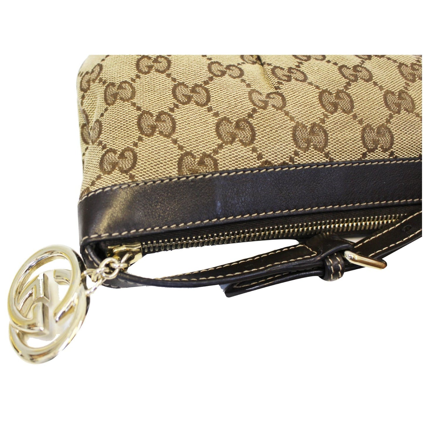GUCCI Interlocking G Pochette GG Canvas Shoulder Bag Beige