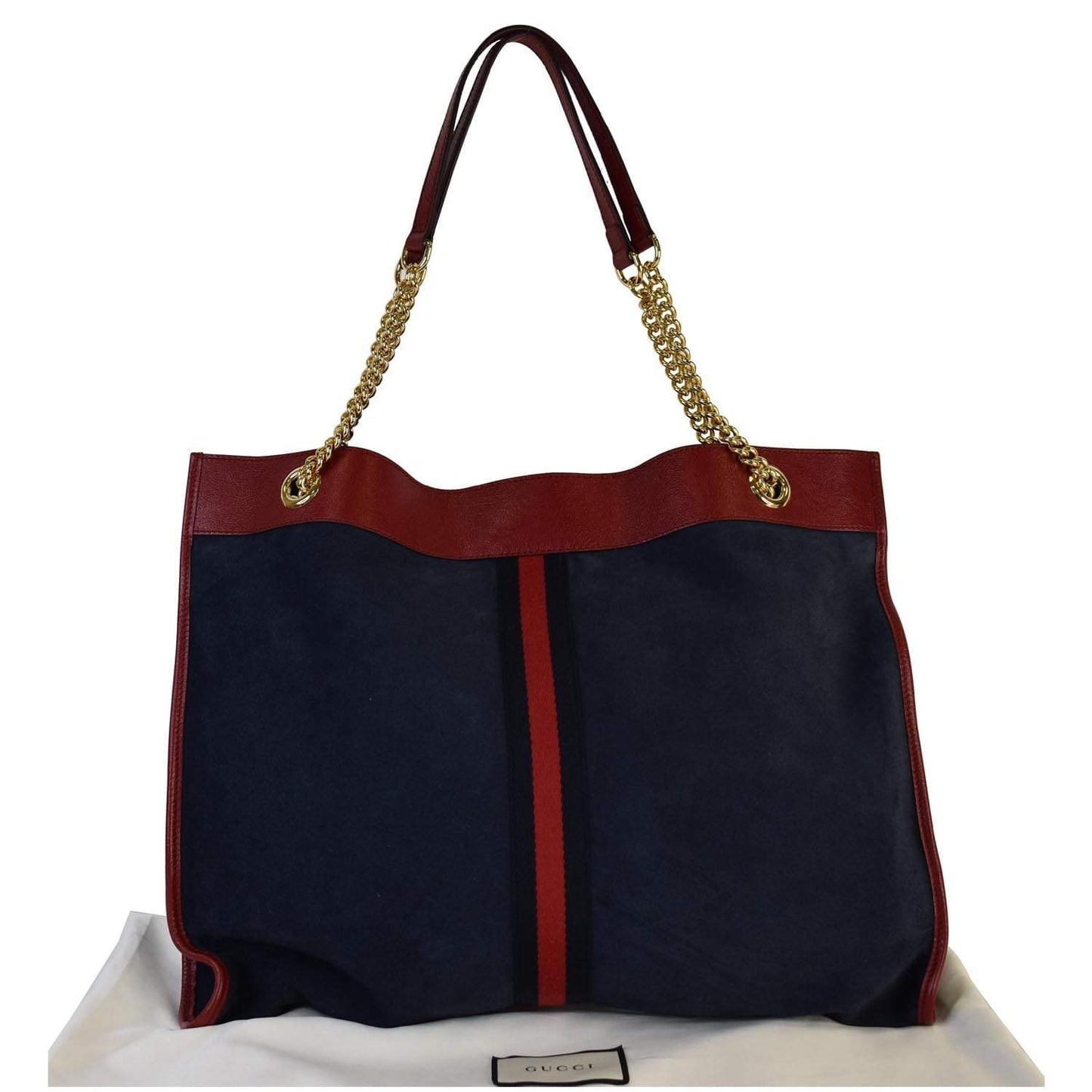 GUCCI Rajah Large Suede Leather Tote Shoulder Bag Navy 537219 - 20% OFF