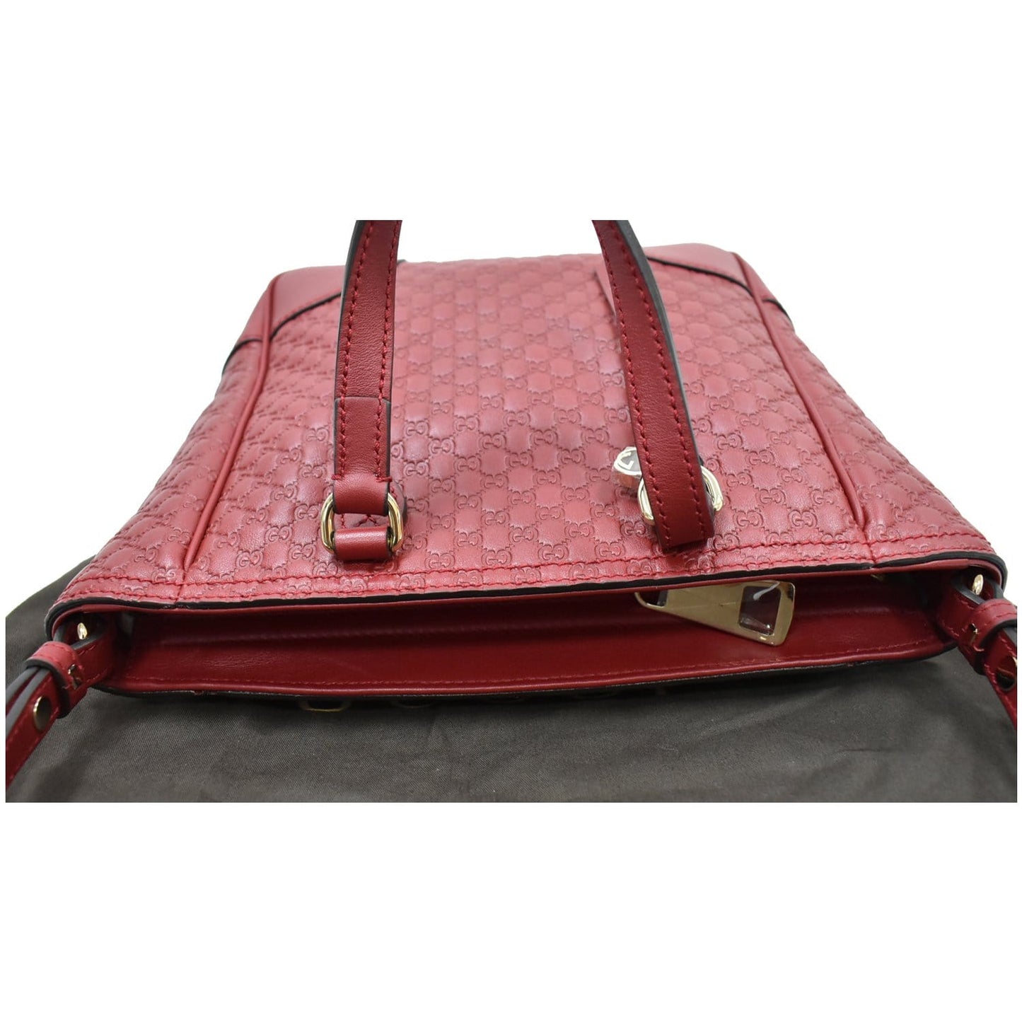 GUCCI Small Bree Microguccissima Leather Tote Crossbody Bag Red 449241
