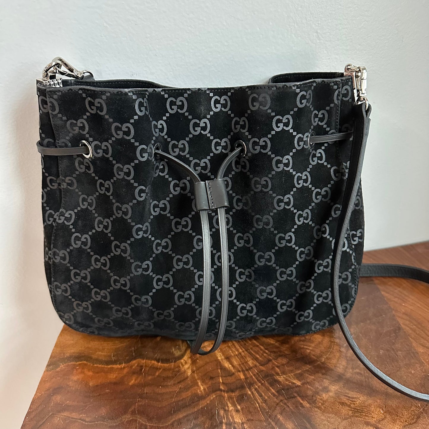 The Peacock Crossbody -Orvis bags Suede GG in Black