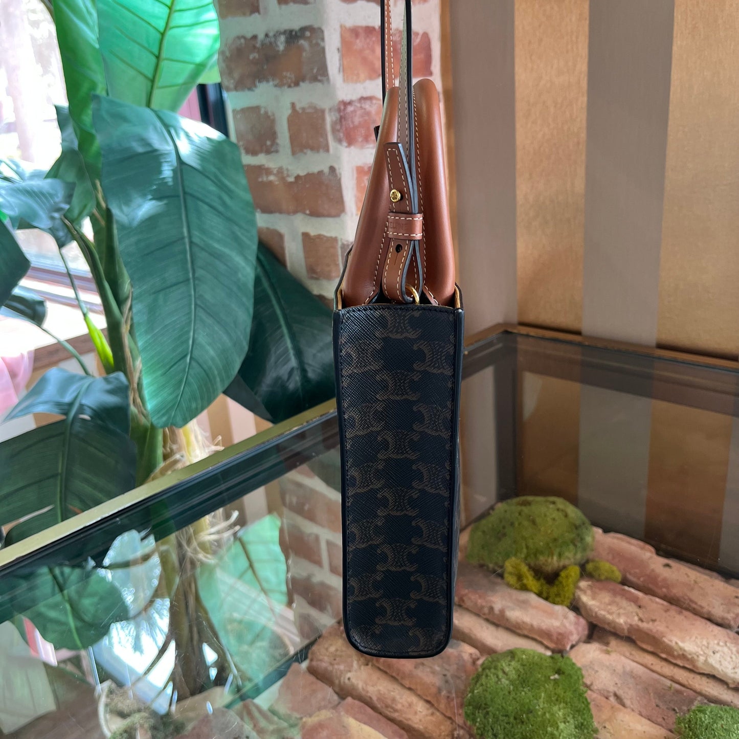 CELINE Vertical Cabas Mini Triomphe Canvas Celine Print Shoulder Bag