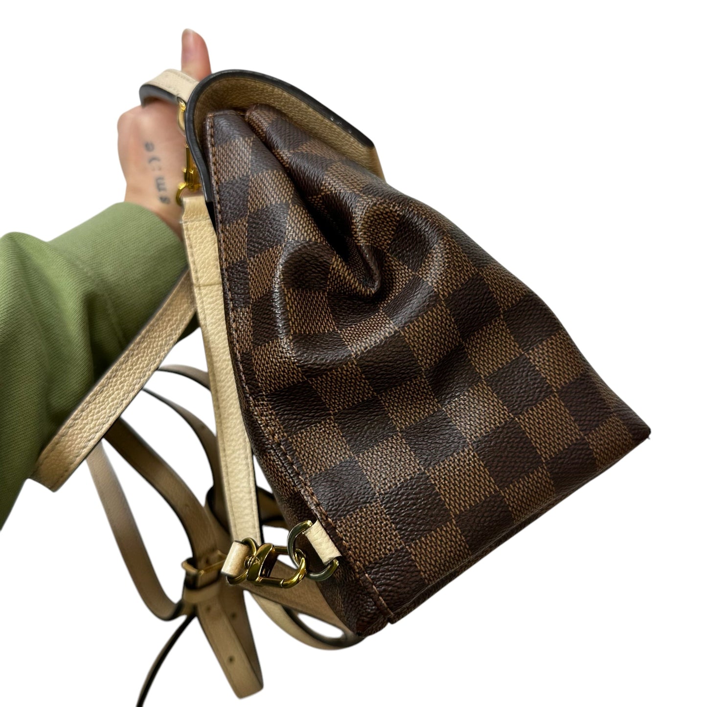 Damier Ebene Clapton Backpack Luxury Designer By Louis Vuitton, Size: Small