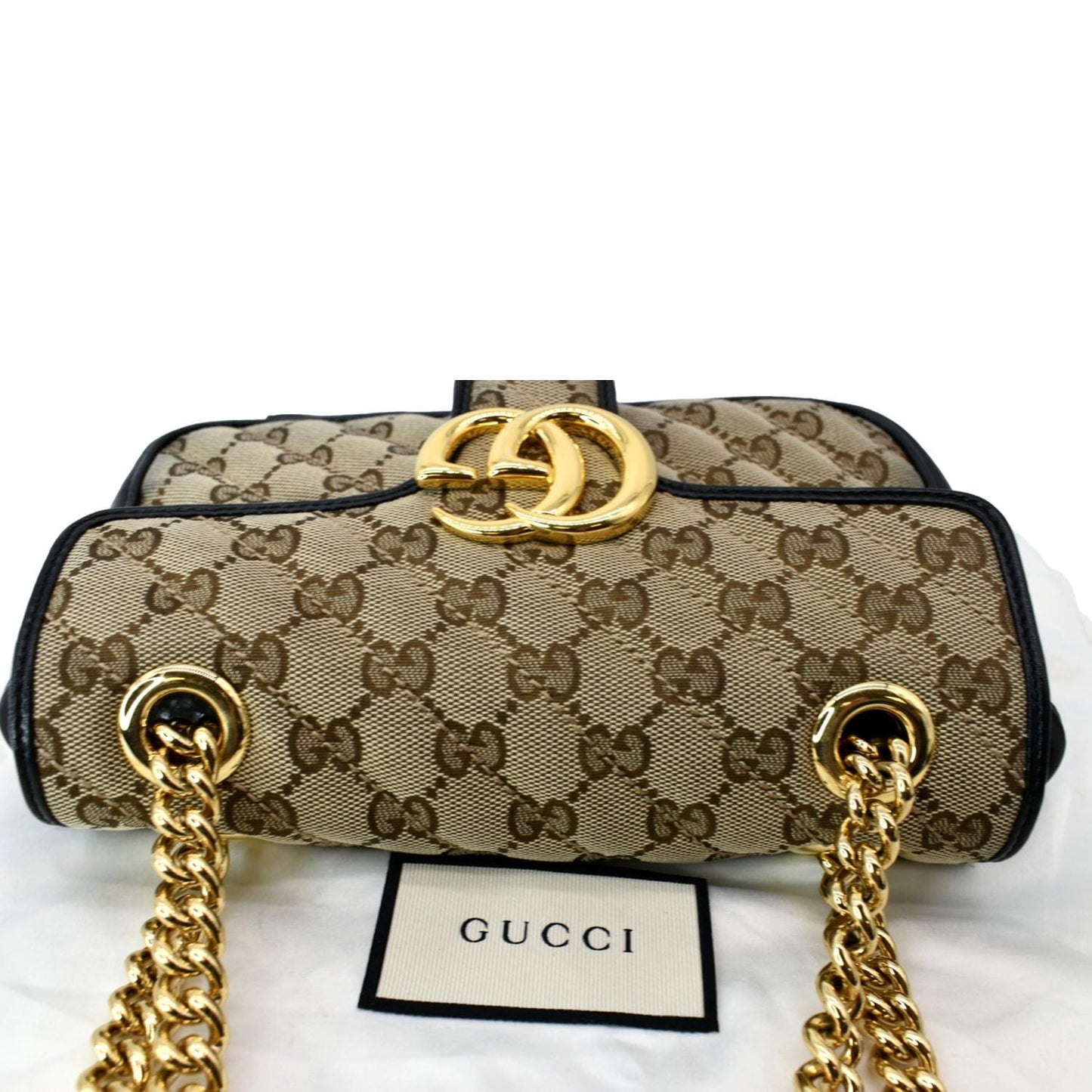 GUCCI GG Marmont Mini Canvas Leather Shoulder Bag Beige 446744