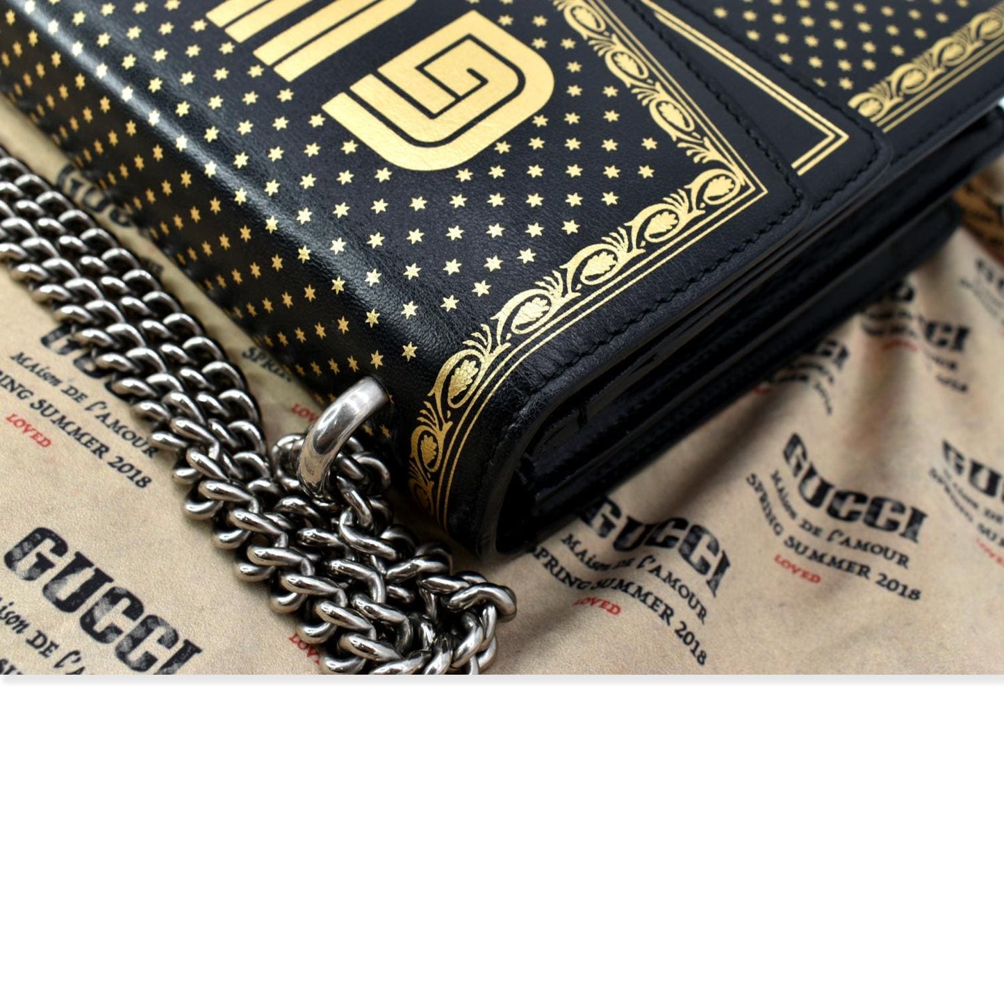 GUCCI Guccy Dionysus Medium Star Print Leather Shoulder Bag Black 400235