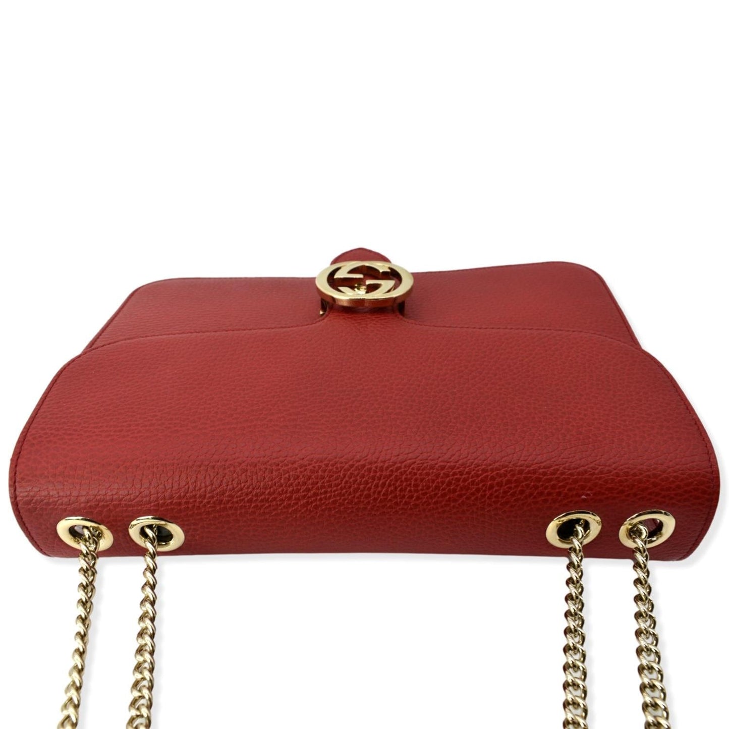 GUCCI Interlocking GG Calfskin Leather Crossbody Bag Red 510303