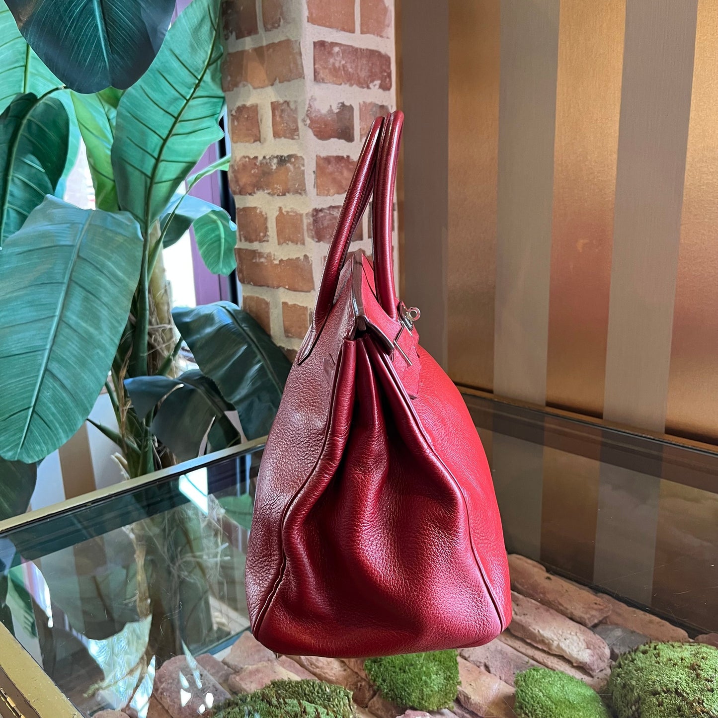 HERMES Vintage Birkin 35 Rubis Clemence Palladium