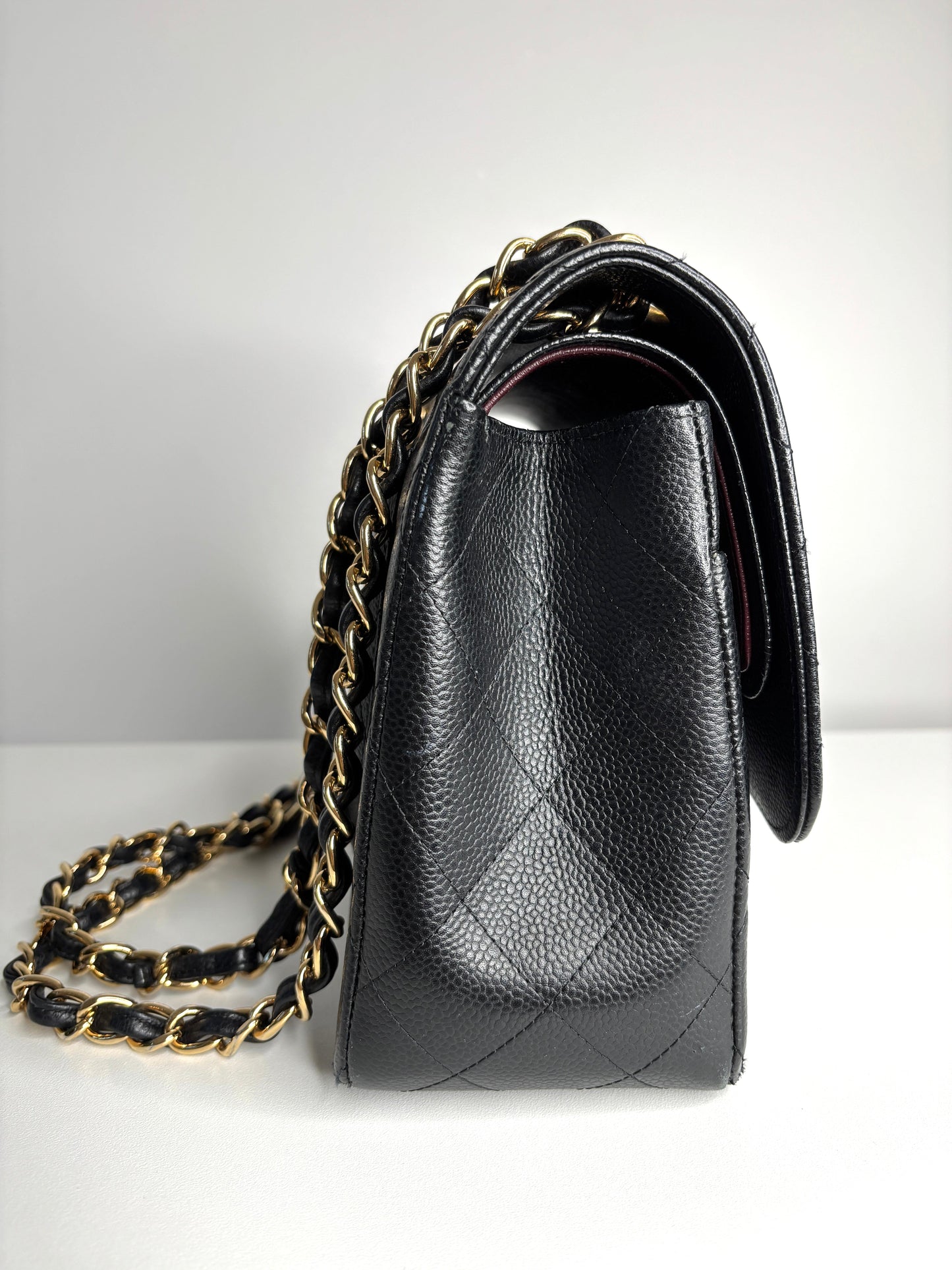 Chanel Jumbo Black Caviar Classic Double Flap Gold Hardware Shoulder Bag 2021 - Preloved
