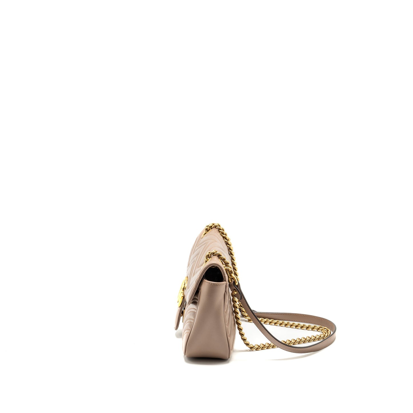 GUCCI Small GG Marmont Shoulder Bag Calfskin Beige