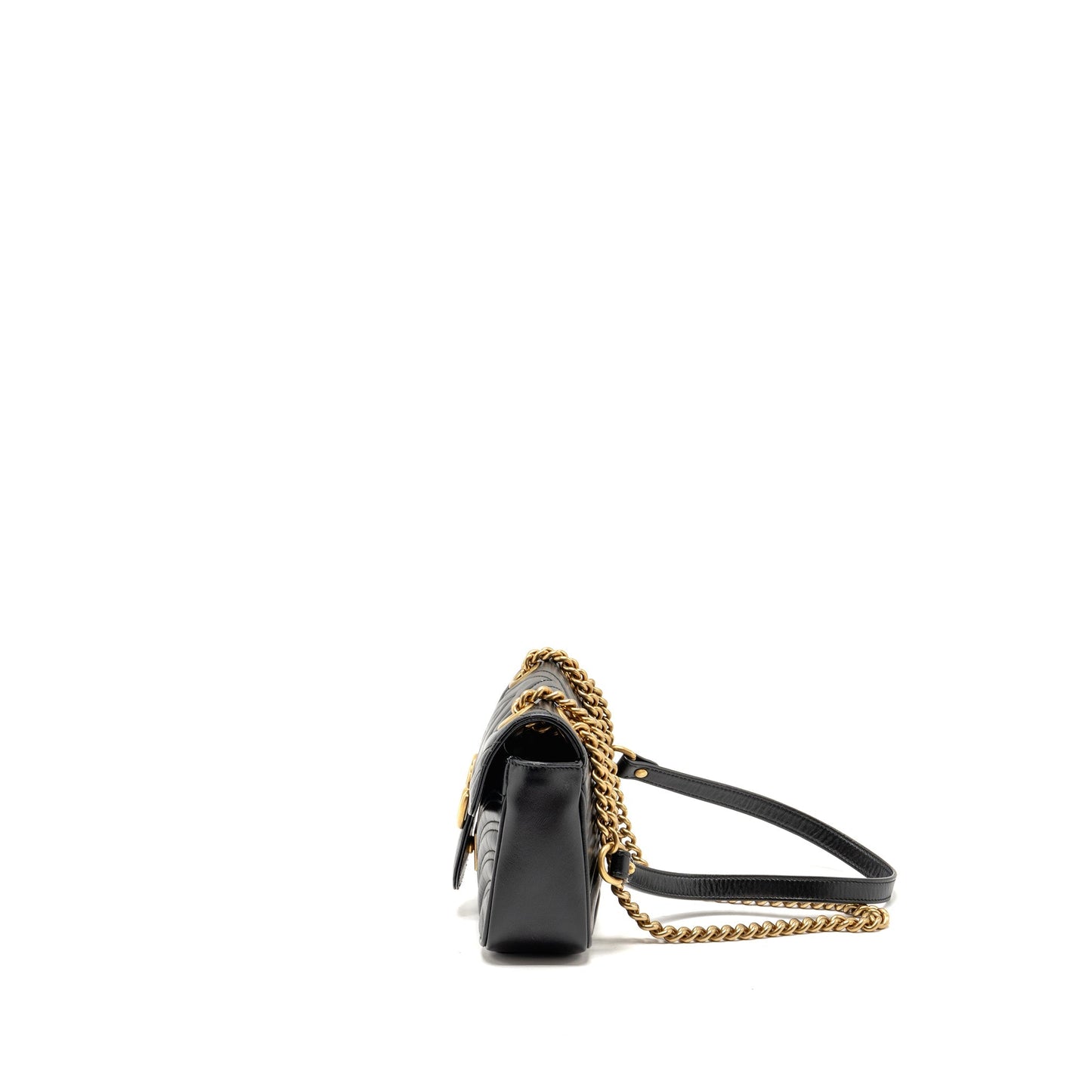 GUCCI Mini GG Marmont Shoulder Bag Calfskin Black