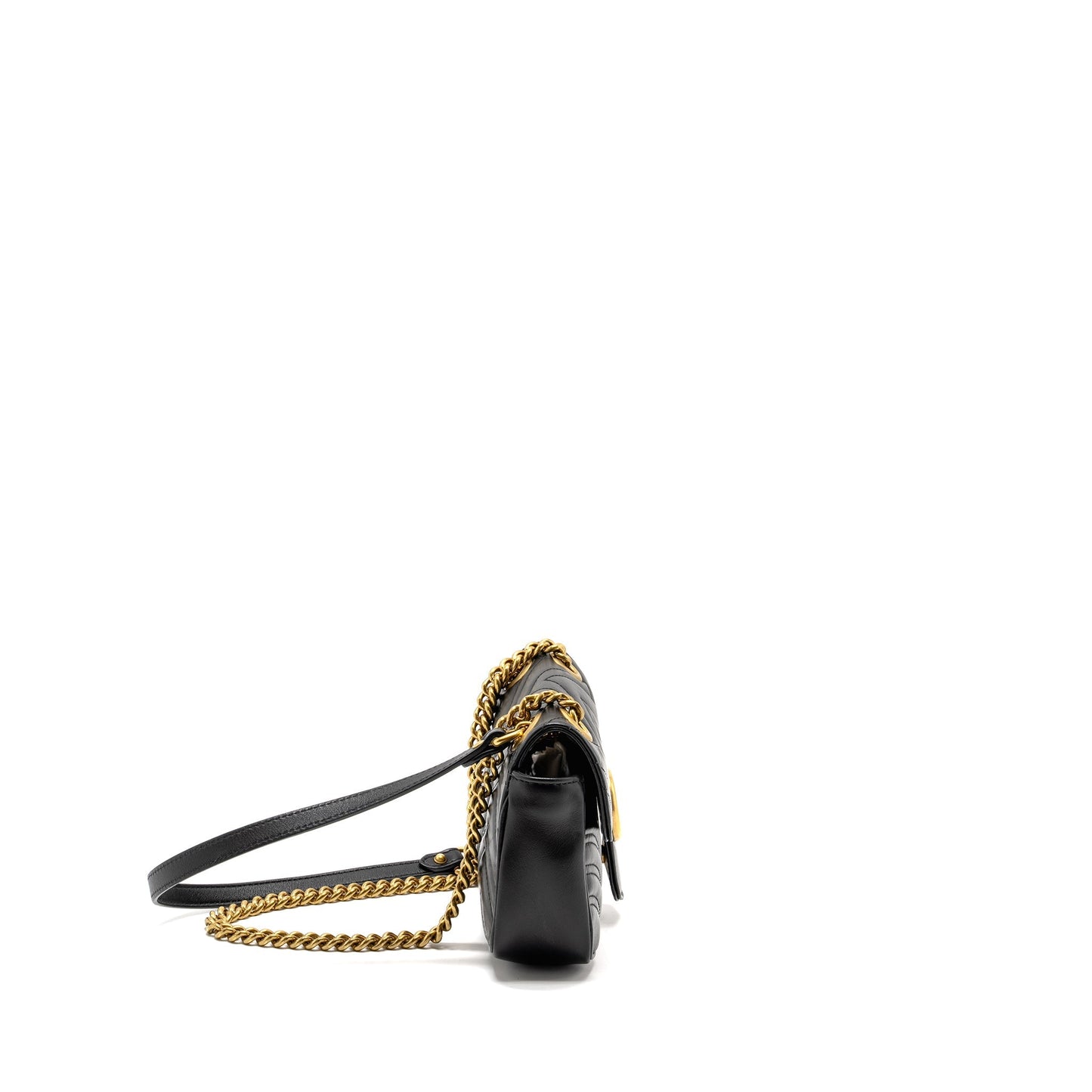 Gucci Mini GG Marmont Shoulder Bag Calfskin Black
