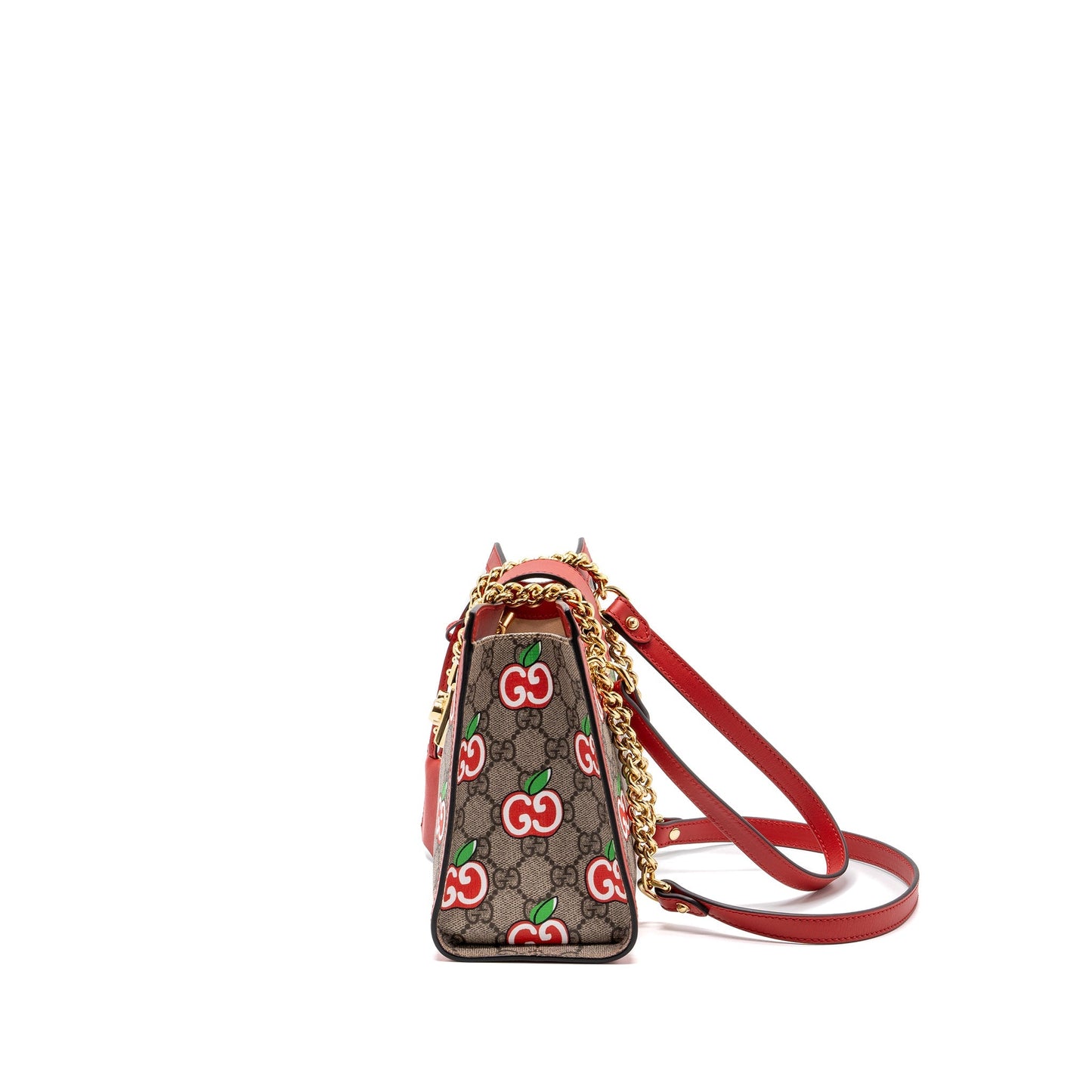 Gucci small Padlock shoulder bag GG supreme canvas red