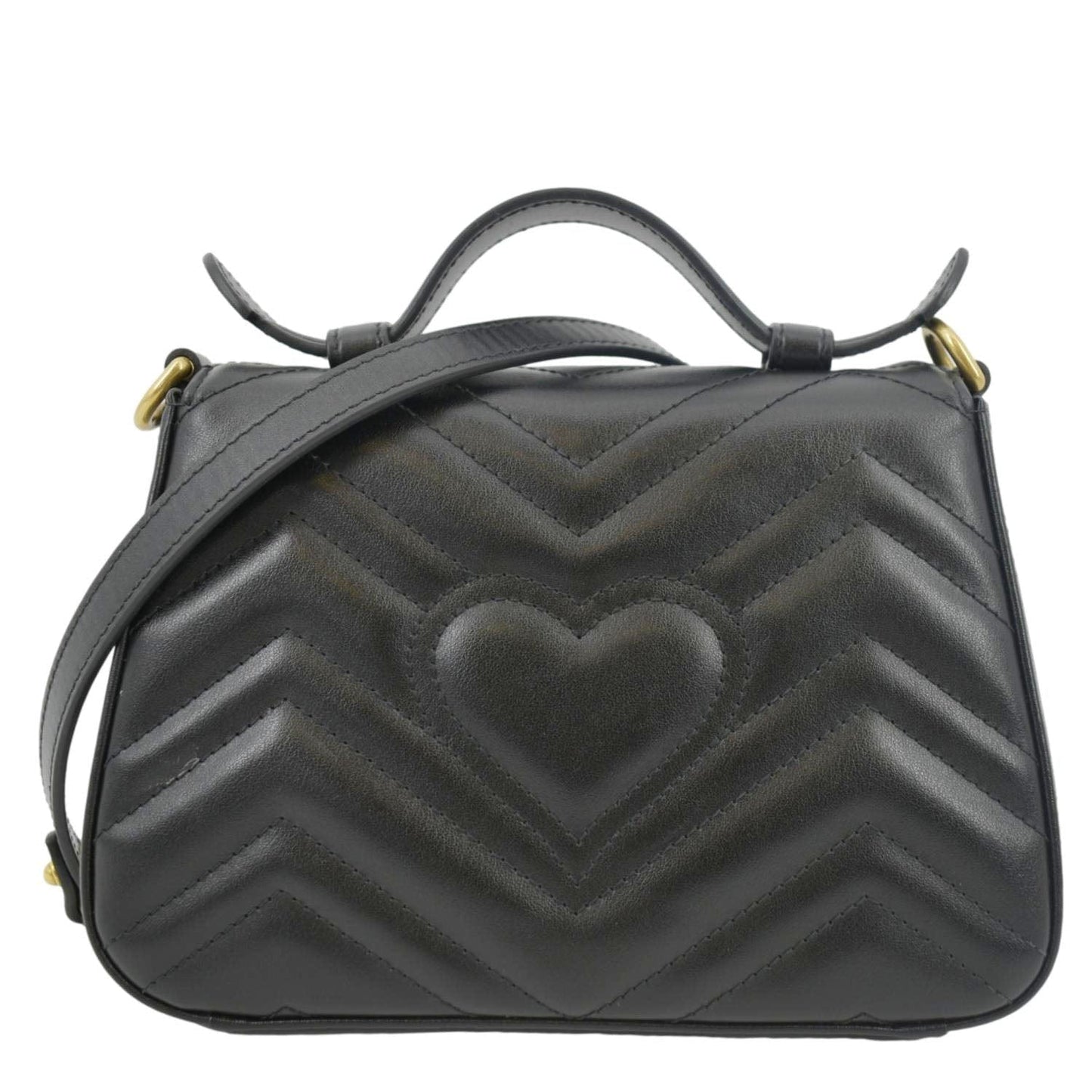 GUCCI GG Marmont Leather Top Handle Crossbody Bag Black 547260