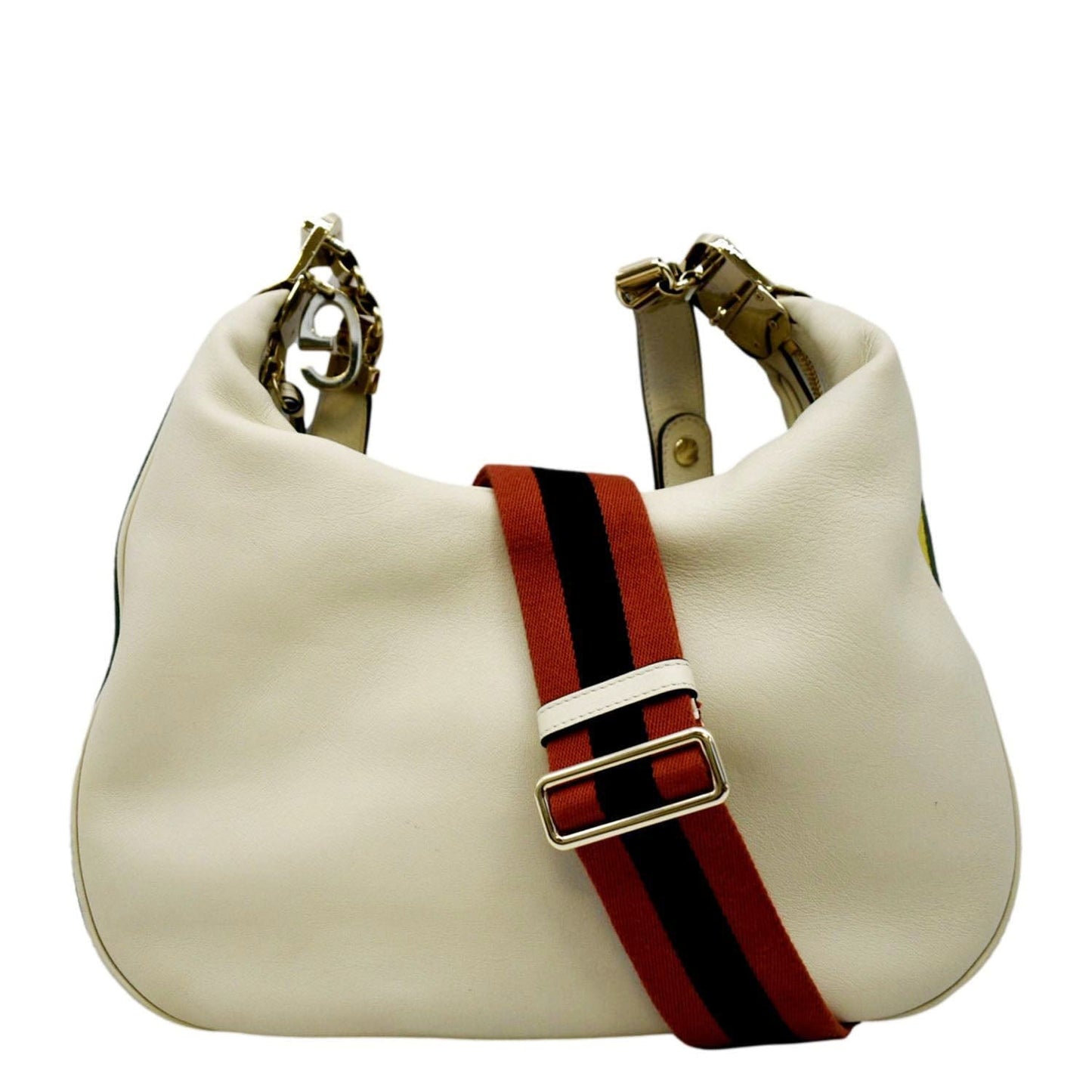 GUCCI Large Attache Leather Shoulder Bag Ivory 702823