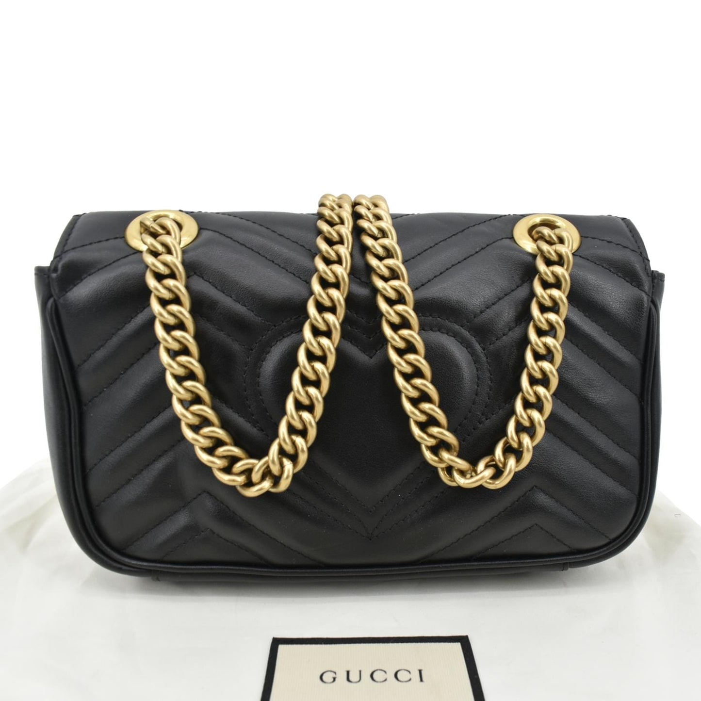 GUCCI GG Marmont Mini Leather Shoulder Bag Black 446744