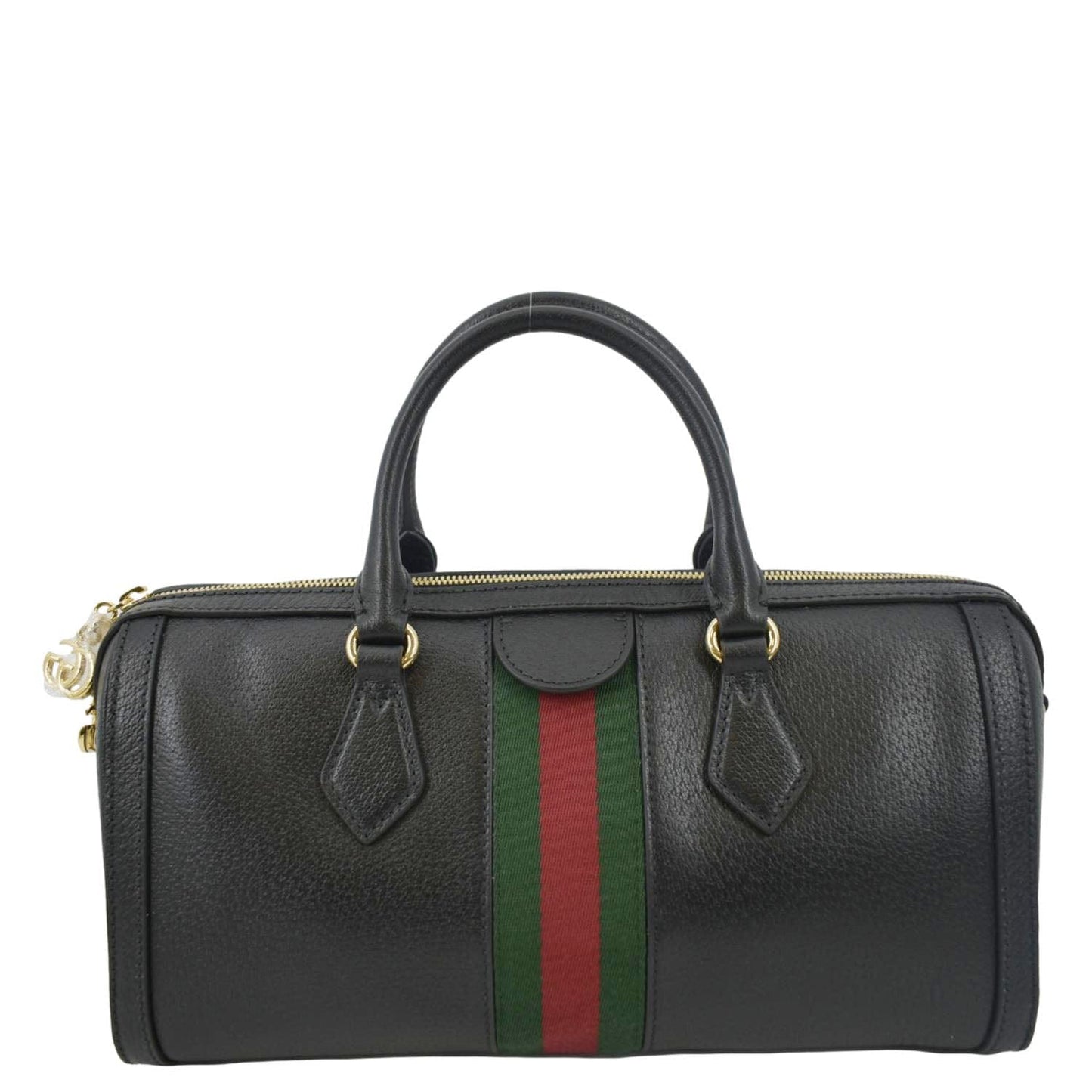 GUCCI Ophidia GG Web Leather Top Handle Shoulder Bag Black 524532