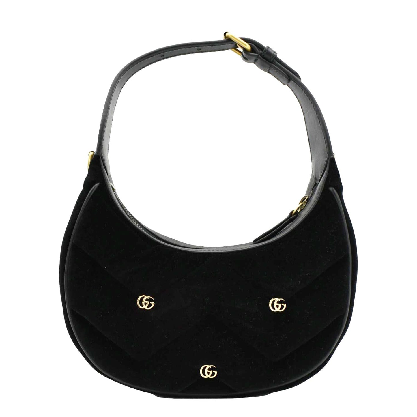 GUCCI GG Marmont Half Moon Mini Leather Shoulder Bag Black 770983