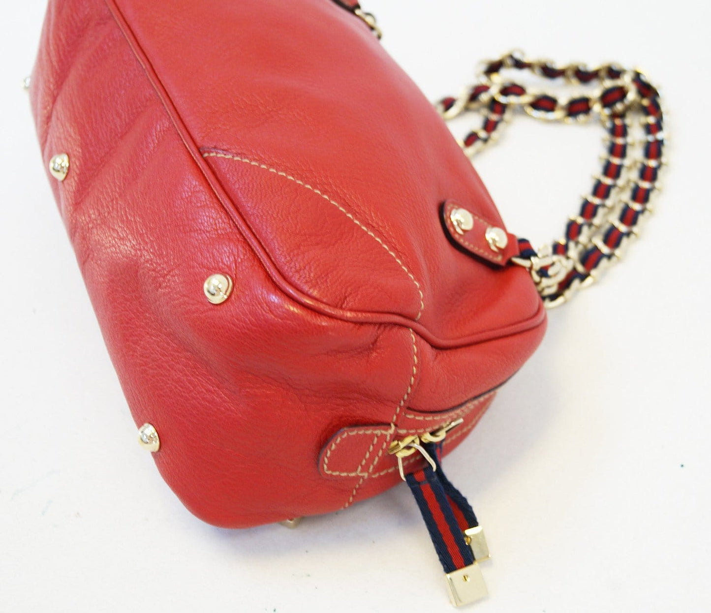 GUCCI Cruise Red Leather Chain Shoulder Bag