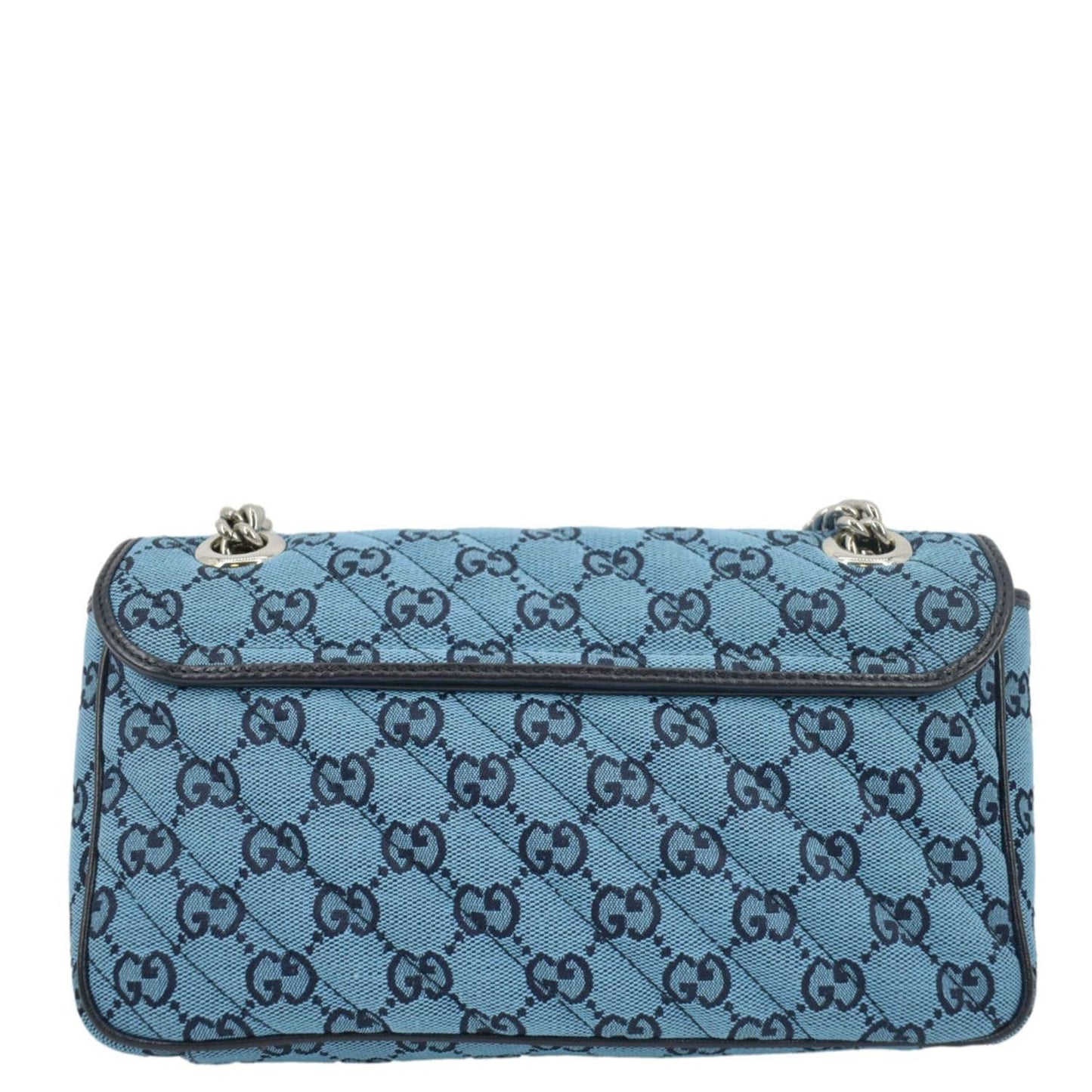 GUCCI GG Marmont Small Matelasse Canvas Shoulder Bag Blue 443497
