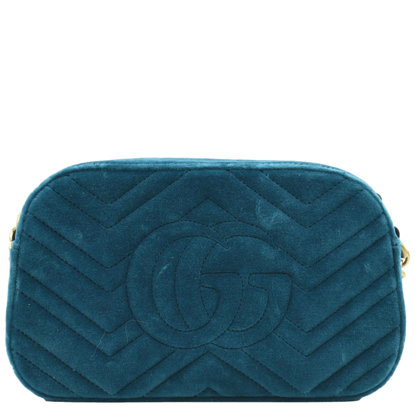 GUCCI Marmont Small Suede Crossbody Camera Bag Teal 447632