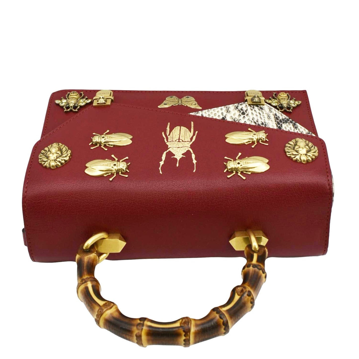 GUCCI Ottilia Leather Top Handle Shoulder Bag Red 488715