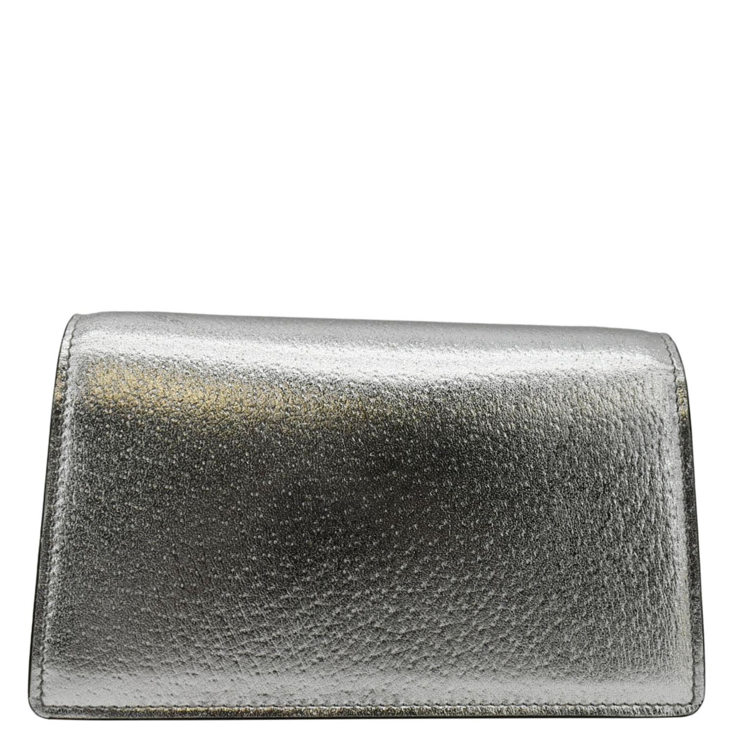 GUCCI Dionysus Super Mini Metallic Leather Crossbody Bag Silver 476432