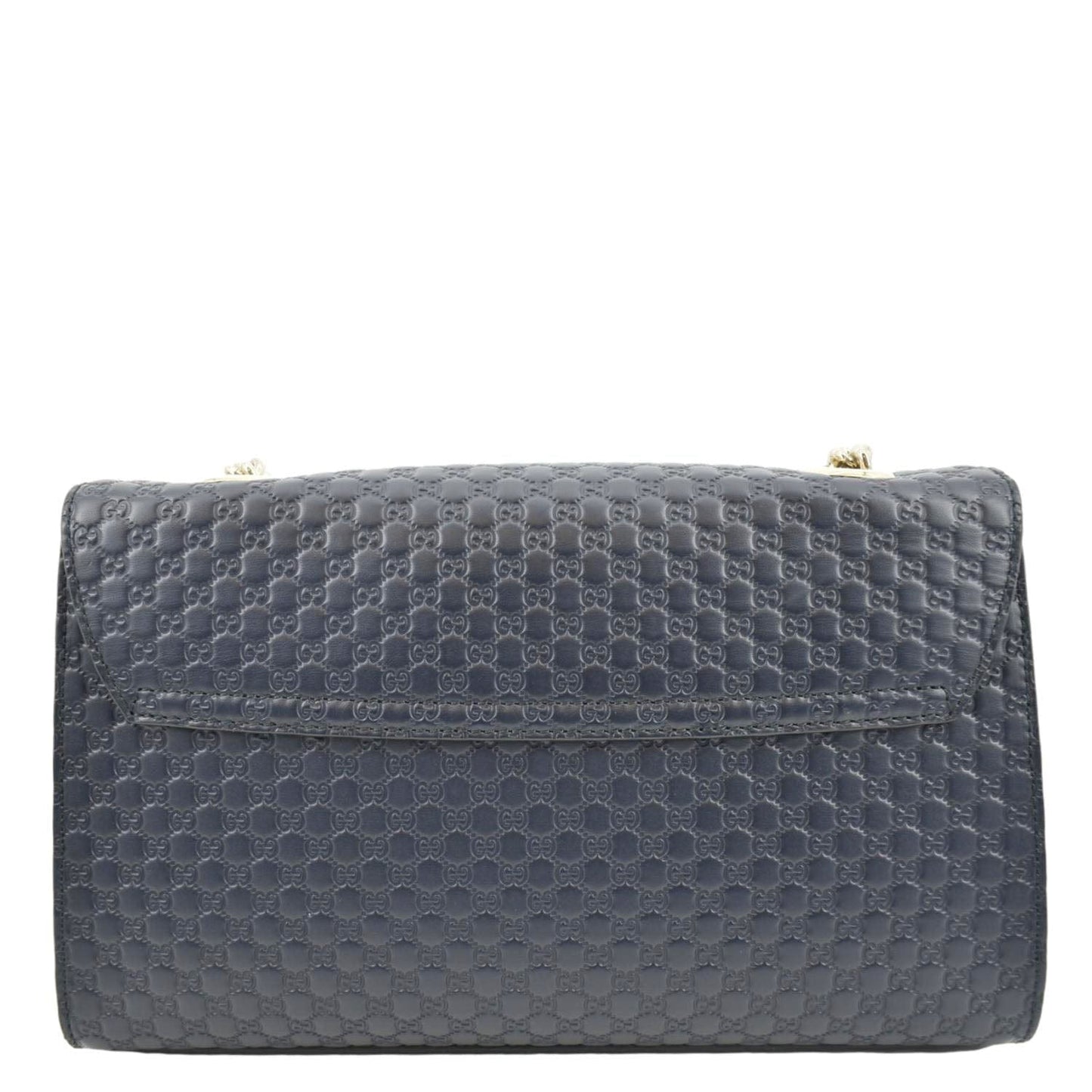 GUCCI Emily Medium GG Leather Chain Shoulder Bag Navy Blue 449635