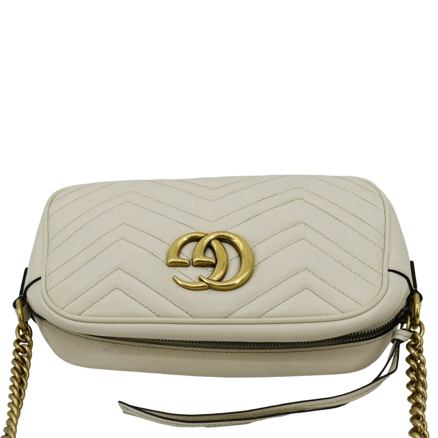 GUCCI GG Marmont Matelasse Leather Crossbody Bag Off White 447632
