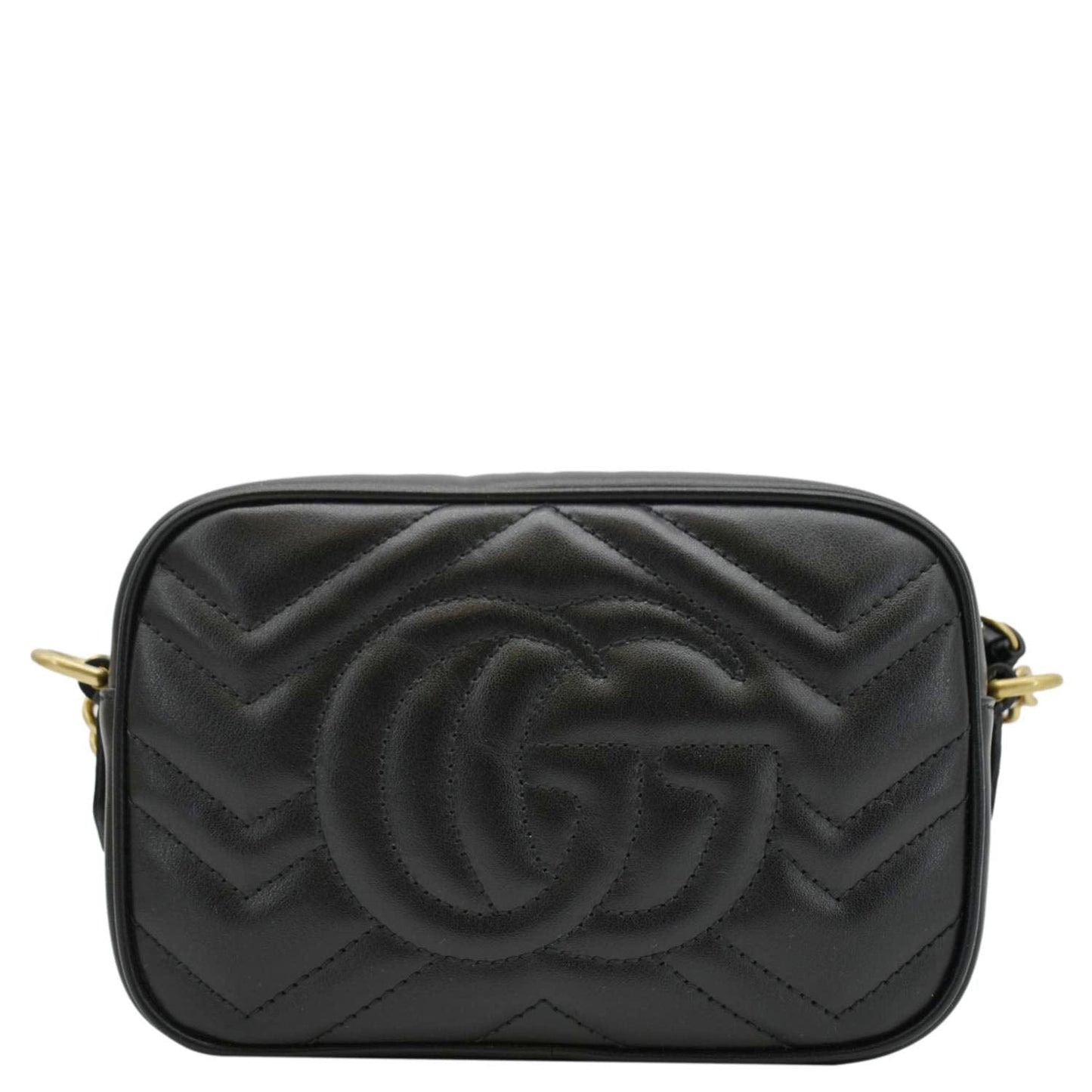 GUCCI GG Marmont Mini Calfskin Matelasse Crossbody Camera Bag Black 634785