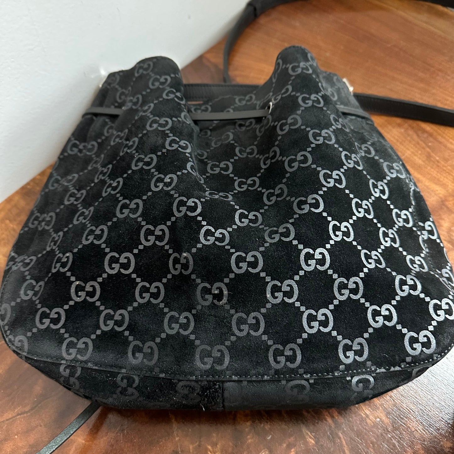 The Peacock Crossbody -Orvis bags Suede GG in Black