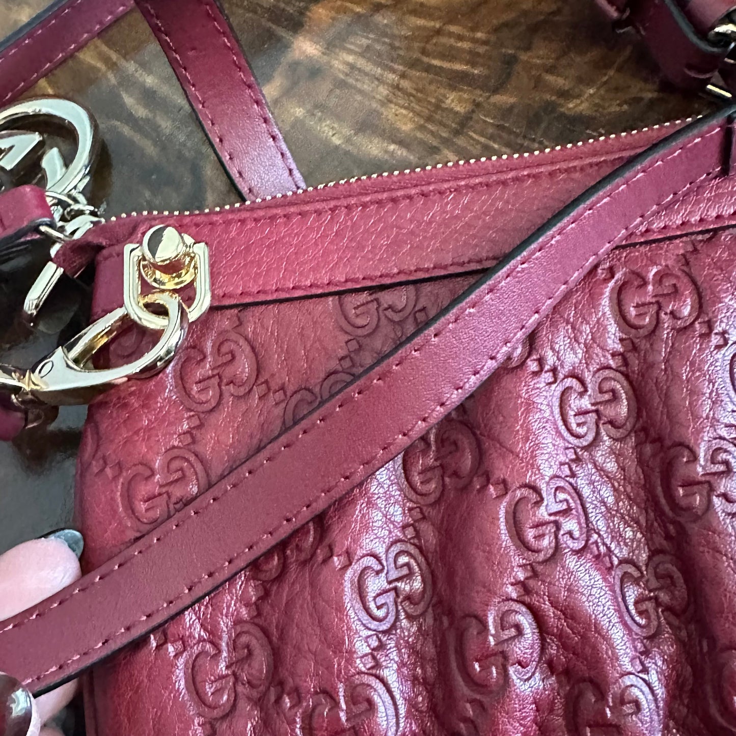 The Junco Crossbody - Gucci Guccisima Leather in Deep Red