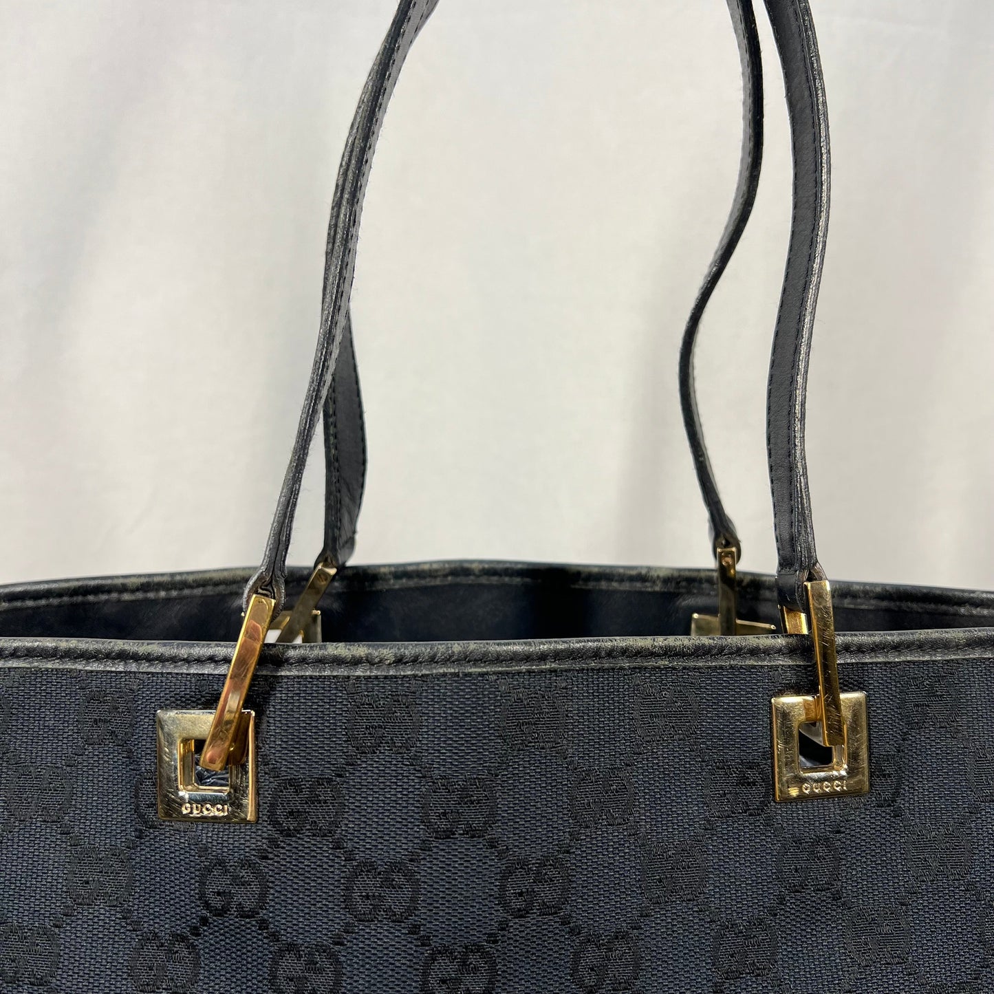 GUCCI Vintage GG Supreme Web Canvas Black Tote